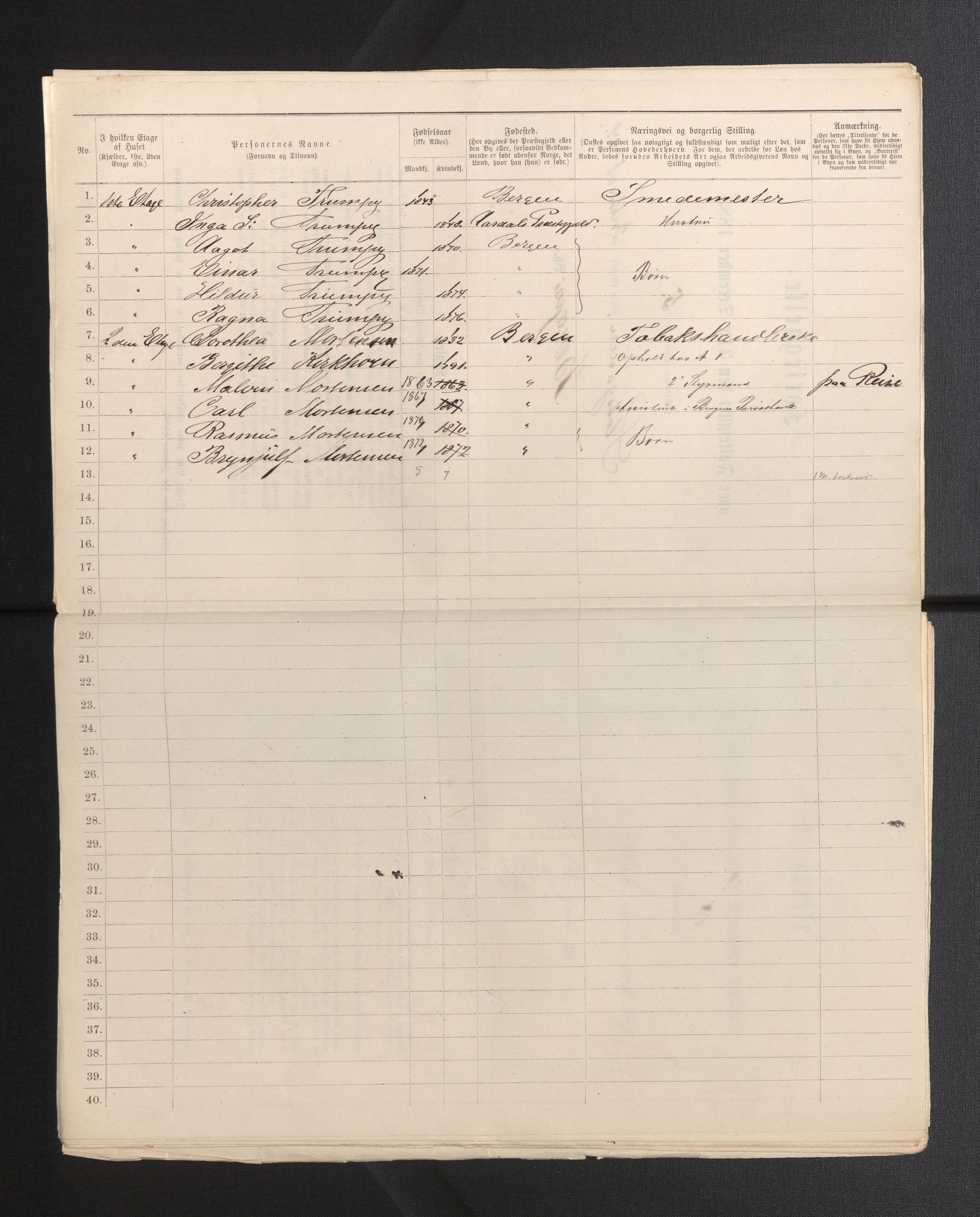 SAB, 1885 census for 1301 Bergen, 1885, p. 6061