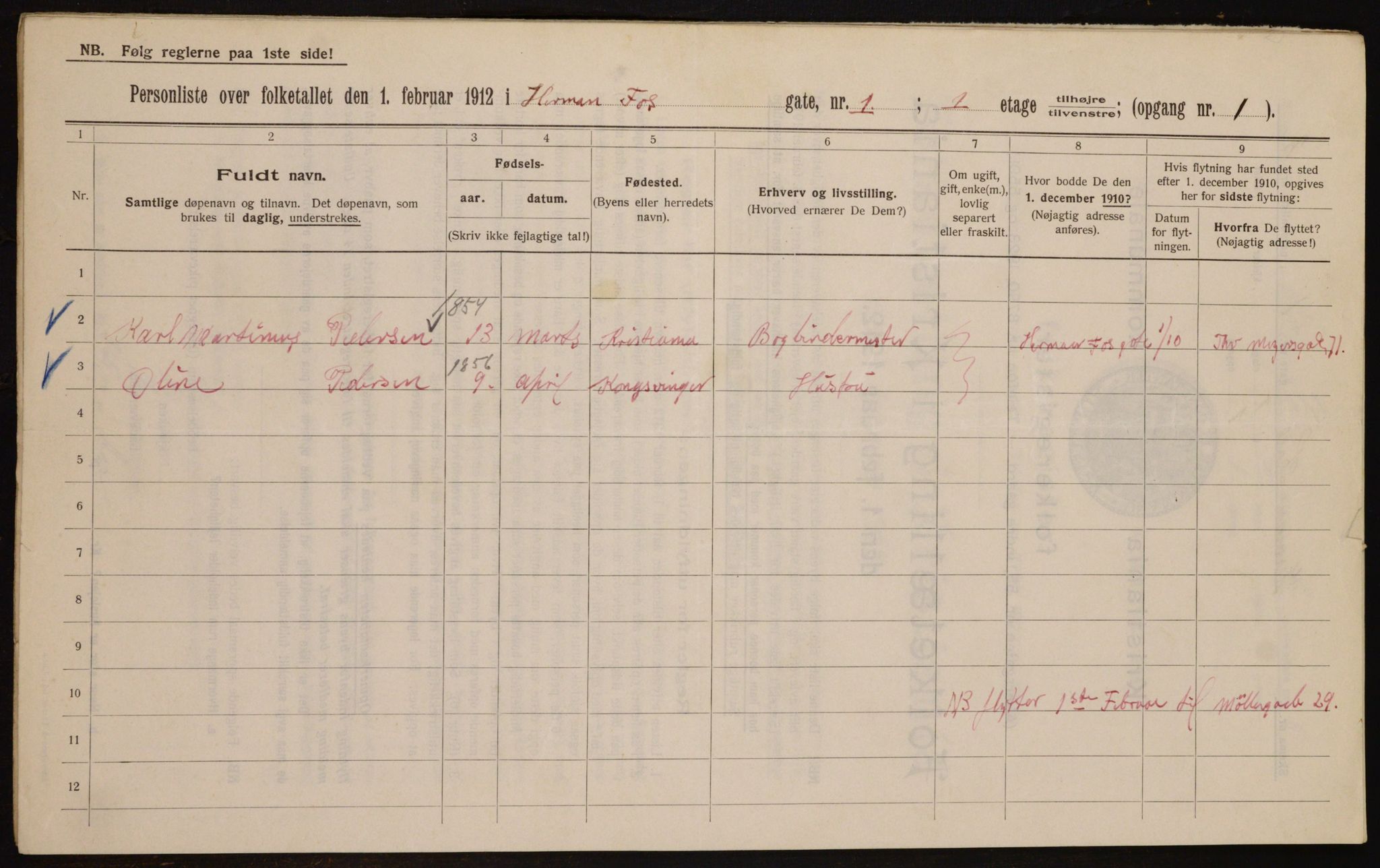 OBA, Municipal Census 1912 for Kristiania, 1912, p. 38941