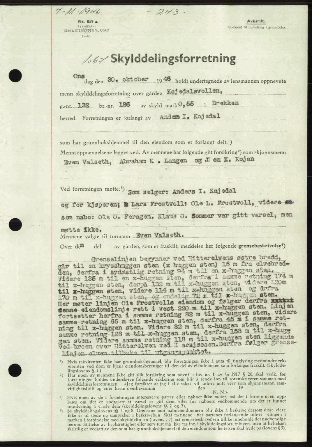 Gauldal sorenskriveri, SAT/A-0014/1/2/2C: Mortgage book no. A2, 1946-1946, Diary no: : 1067/1946