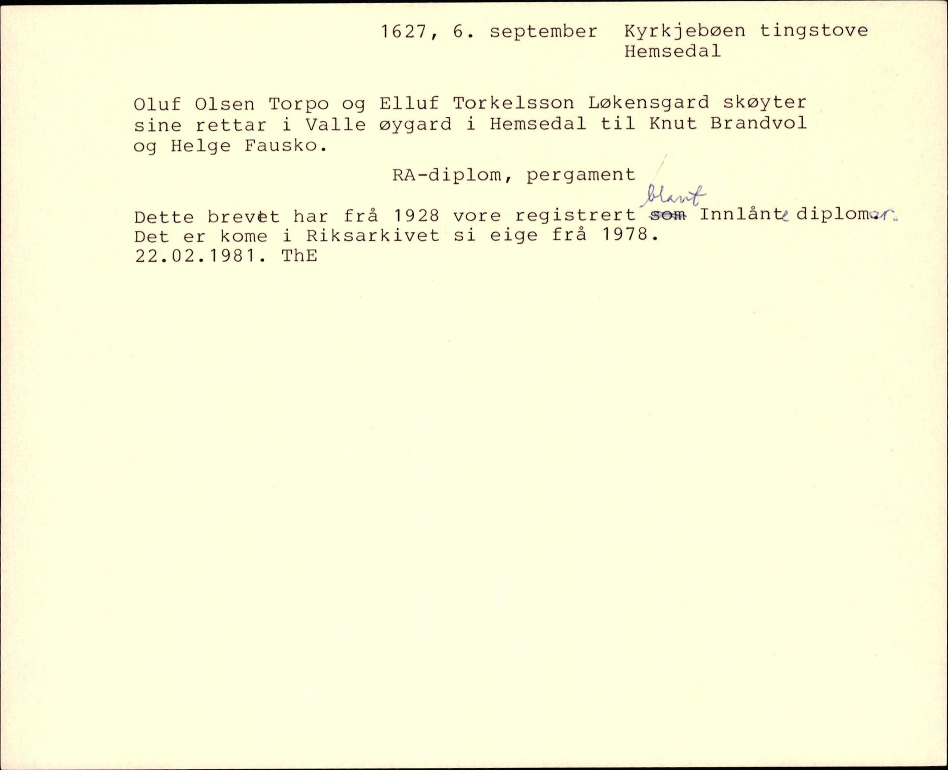 Riksarkivets diplomsamling, AV/RA-EA-5965/F35/F35d/L0003: Innlånte diplomer, seddelregister, 1621-1642, p. 183