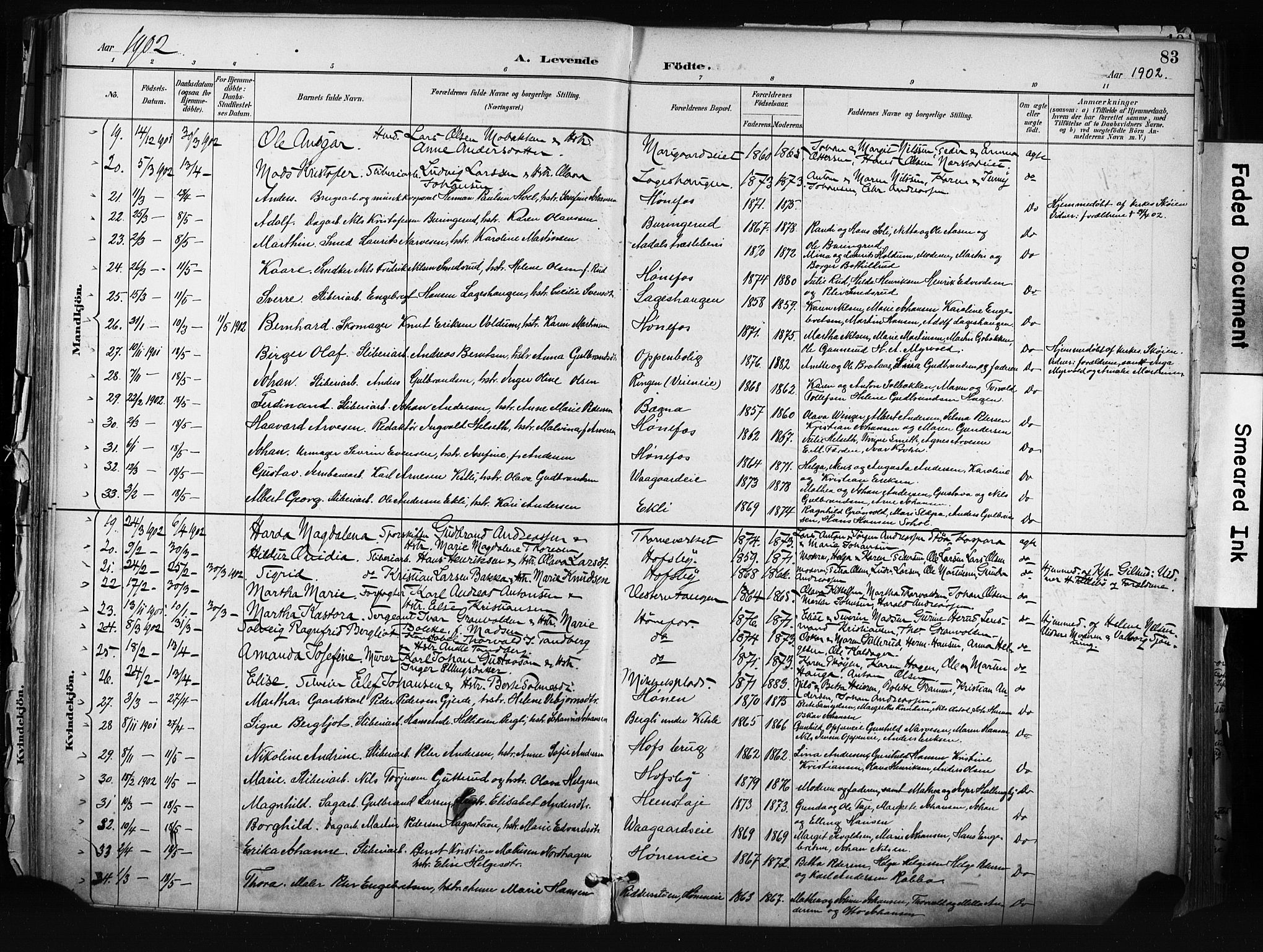 Hønefoss kirkebøker, AV/SAKO-A-609/F/Fa/L0002: Parish register (official) no. 2, 1887-1906, p. 83