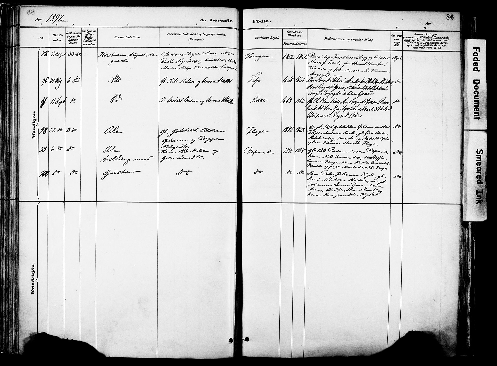 Voss sokneprestembete, AV/SAB-A-79001/H/Haa: Parish register (official) no. A 21, 1887-1903, p. 86