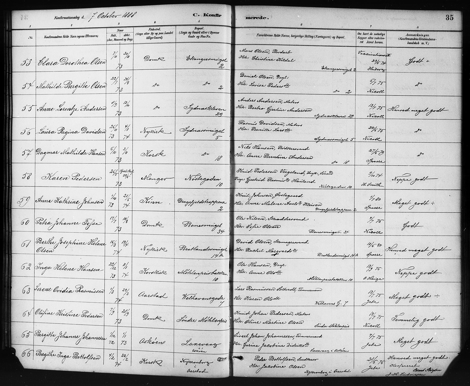 Johanneskirken sokneprestembete, SAB/A-76001/H/Hab: Parish register (copy) no. B 1, 1885-1907, p. 35