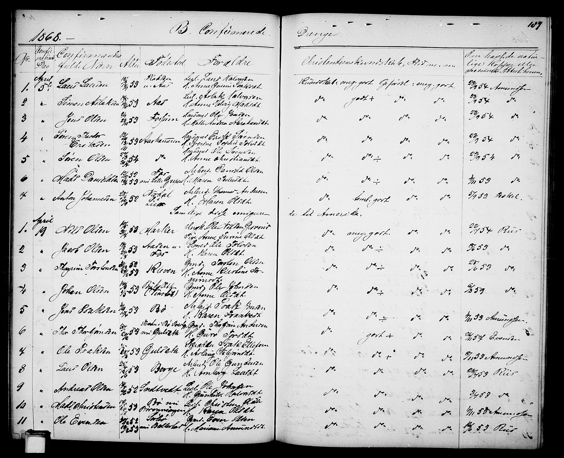 Gjerpen kirkebøker, SAKO/A-265/G/Ga/L0001: Parish register (copy) no. I 1, 1864-1882, p. 187