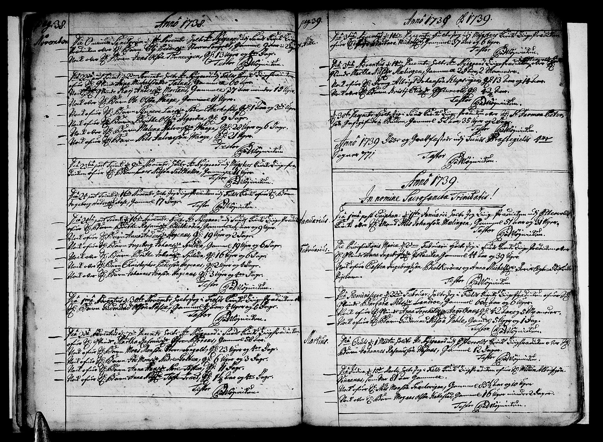 Sund sokneprestembete, SAB/A-99930: Parish register (official) no. A 2, 1729-1769, p. 38-39