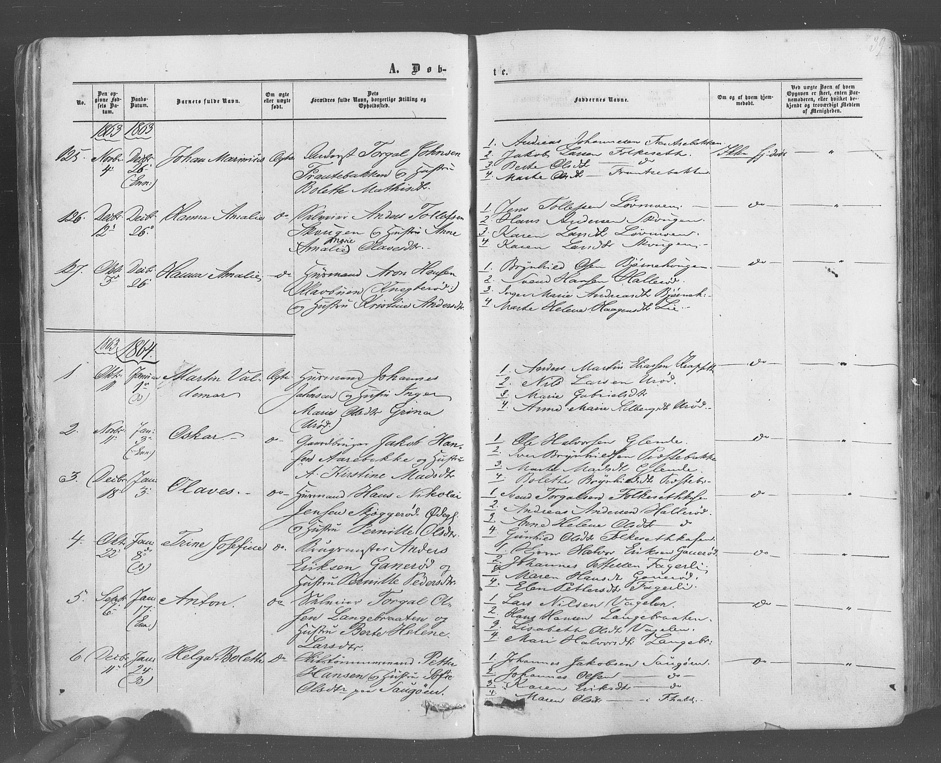 Idd prestekontor Kirkebøker, SAO/A-10911/F/Fc/L0005: Parish register (official) no. III 5, 1861-1877, p. 39