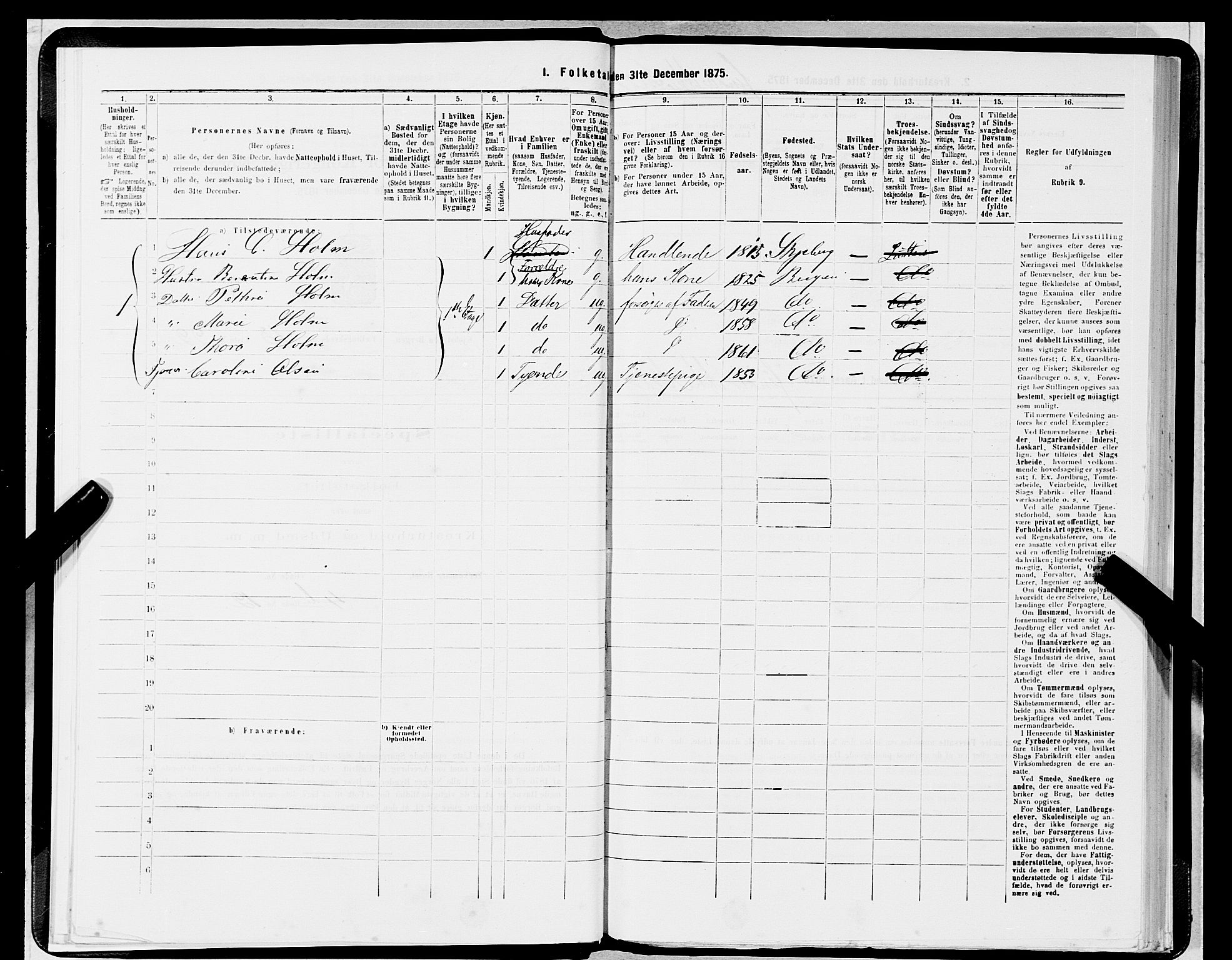 SAB, 1875 census for 1301 Bergen, 1875, p. 681