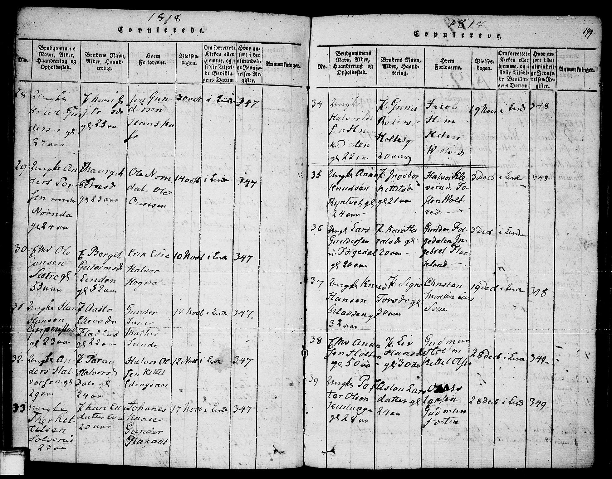 Sauherad kirkebøker, AV/SAKO-A-298/F/Fa/L0005: Parish register (official) no. I 5, 1815-1829, p. 199