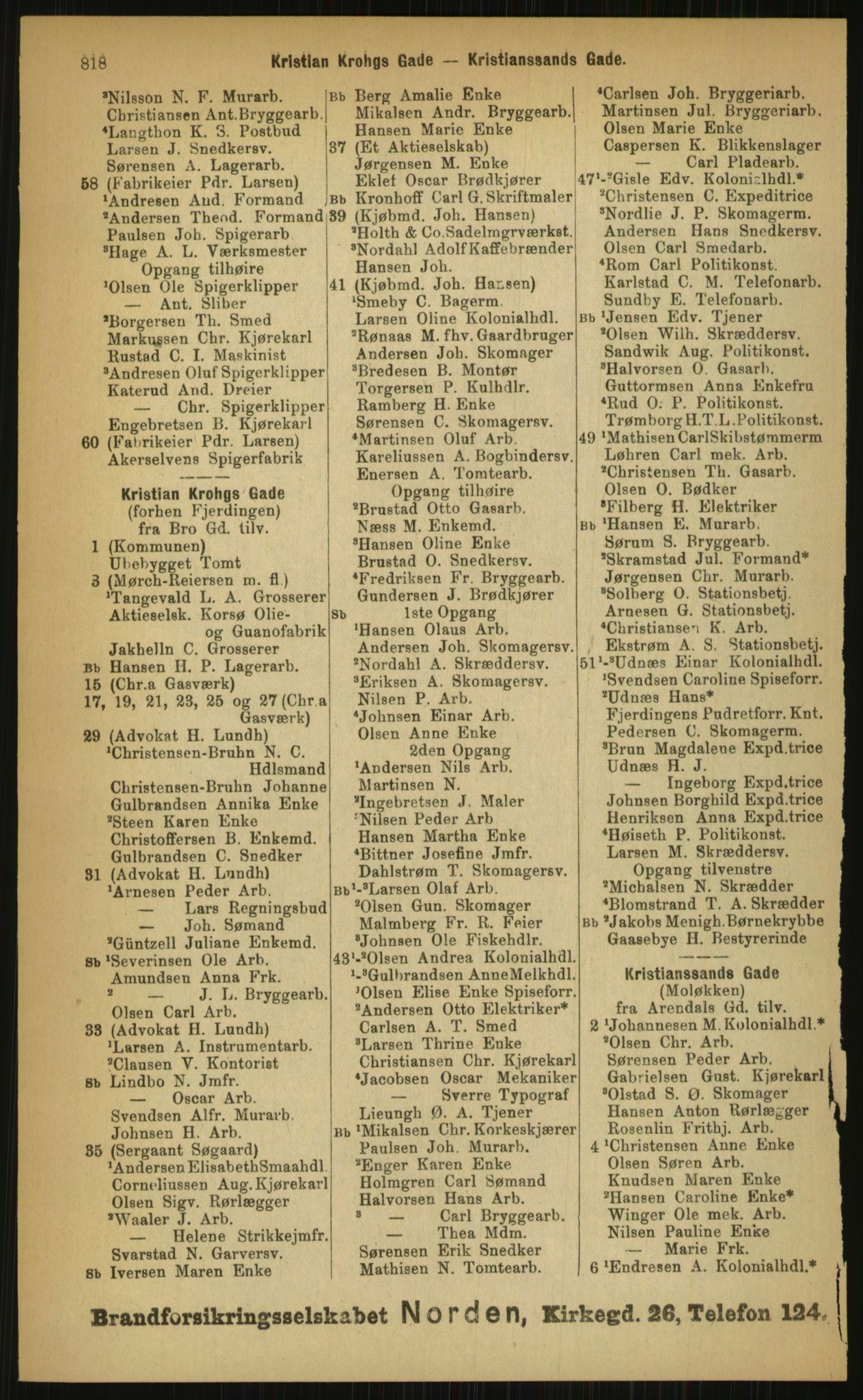 Kristiania/Oslo adressebok, PUBL/-, 1899, p. 818