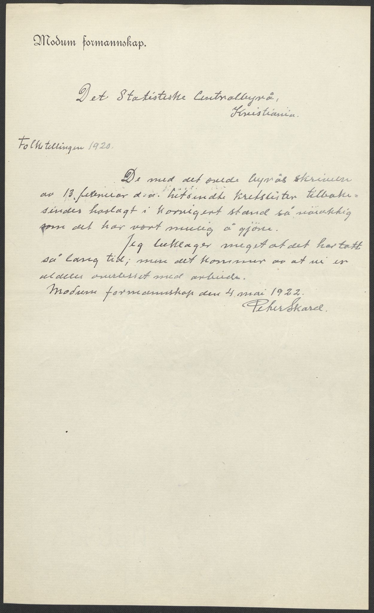 SAKO, 1920 census for Modum, 1920, p. 2