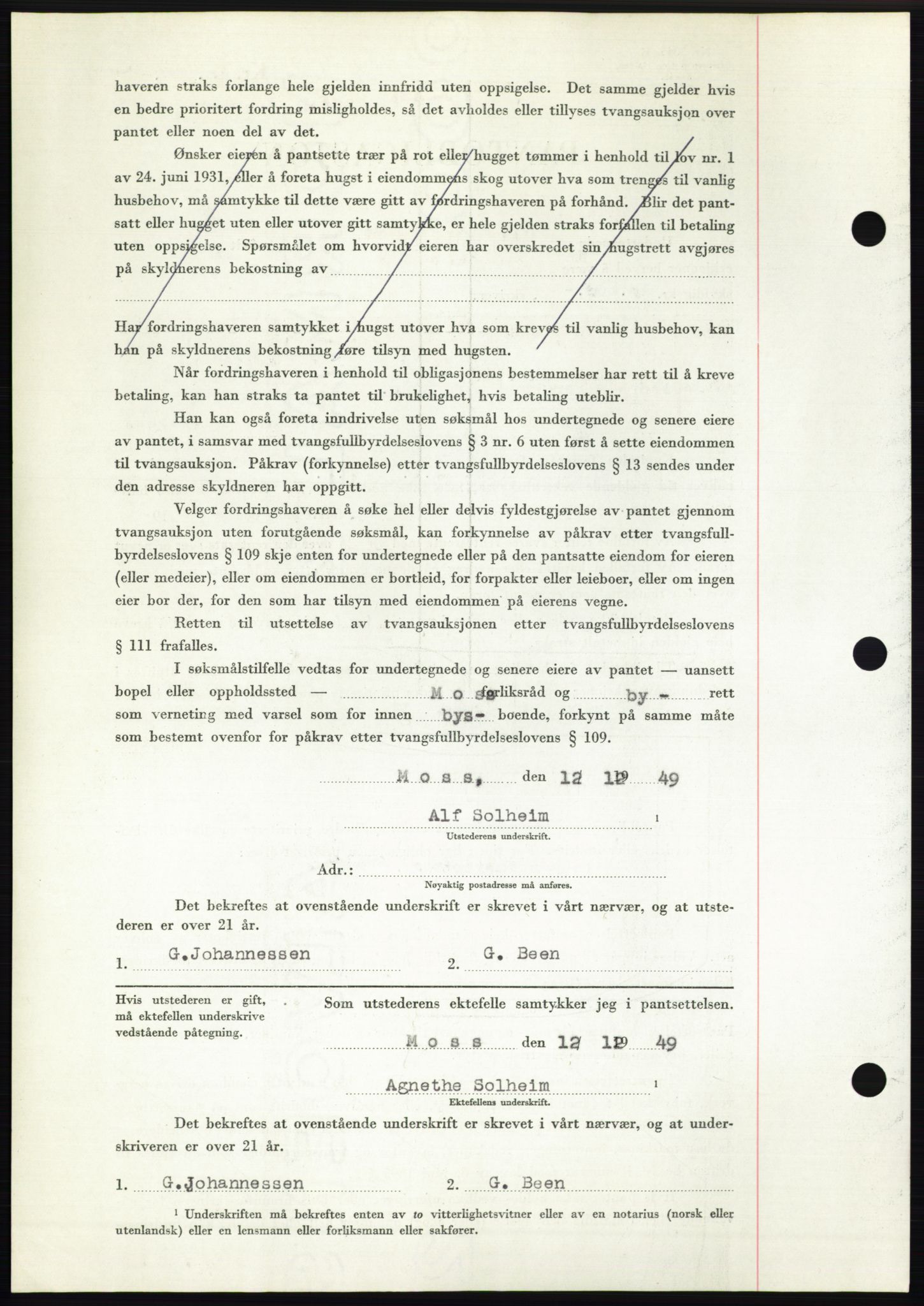 Moss sorenskriveri, AV/SAO-A-10168: Mortgage book no. B23, 1949-1950, Diary no: : 3929/1949