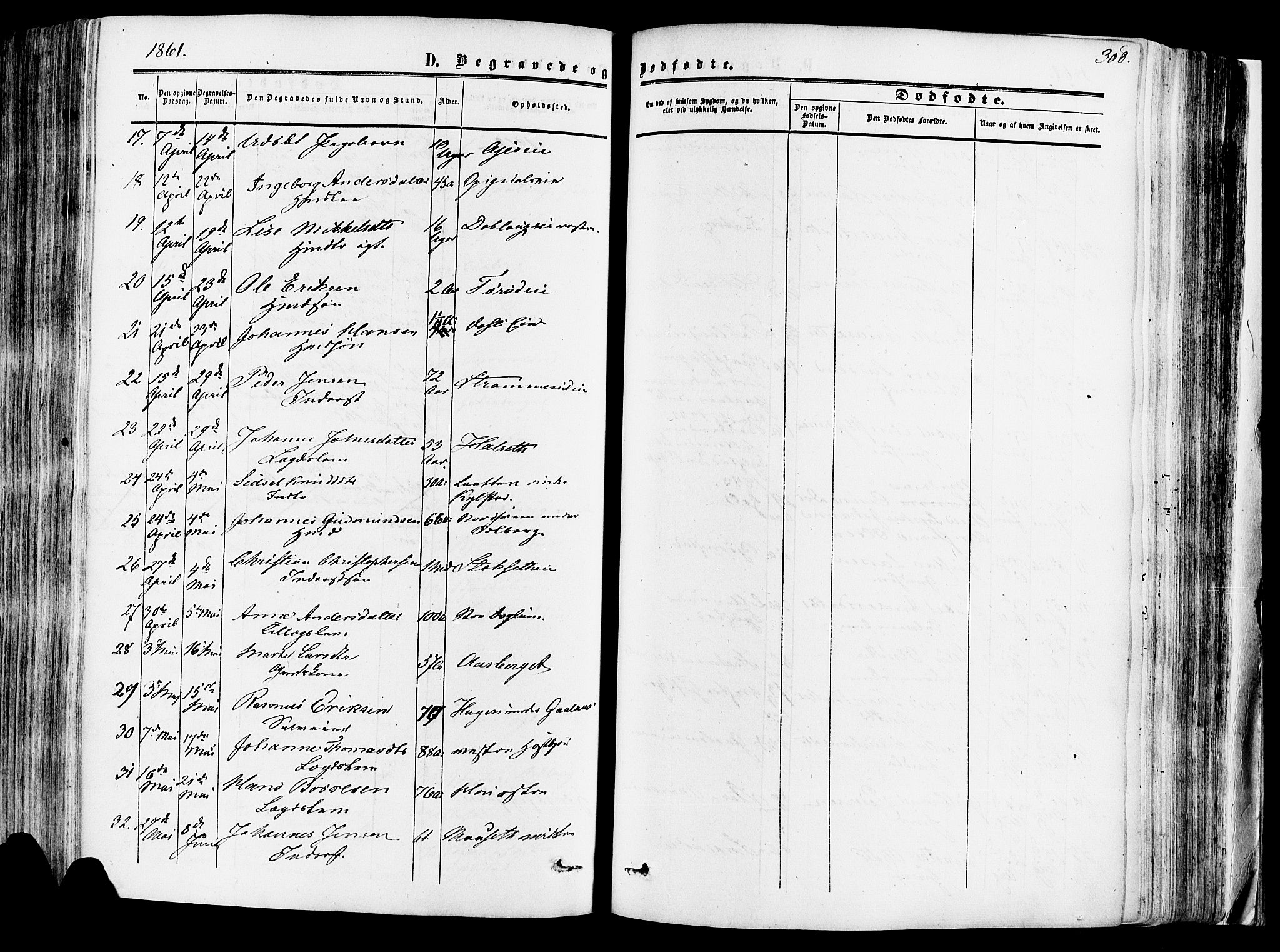 Vang prestekontor, Hedmark, SAH/PREST-008/H/Ha/Haa/L0013: Parish register (official) no. 13, 1855-1879, p. 308