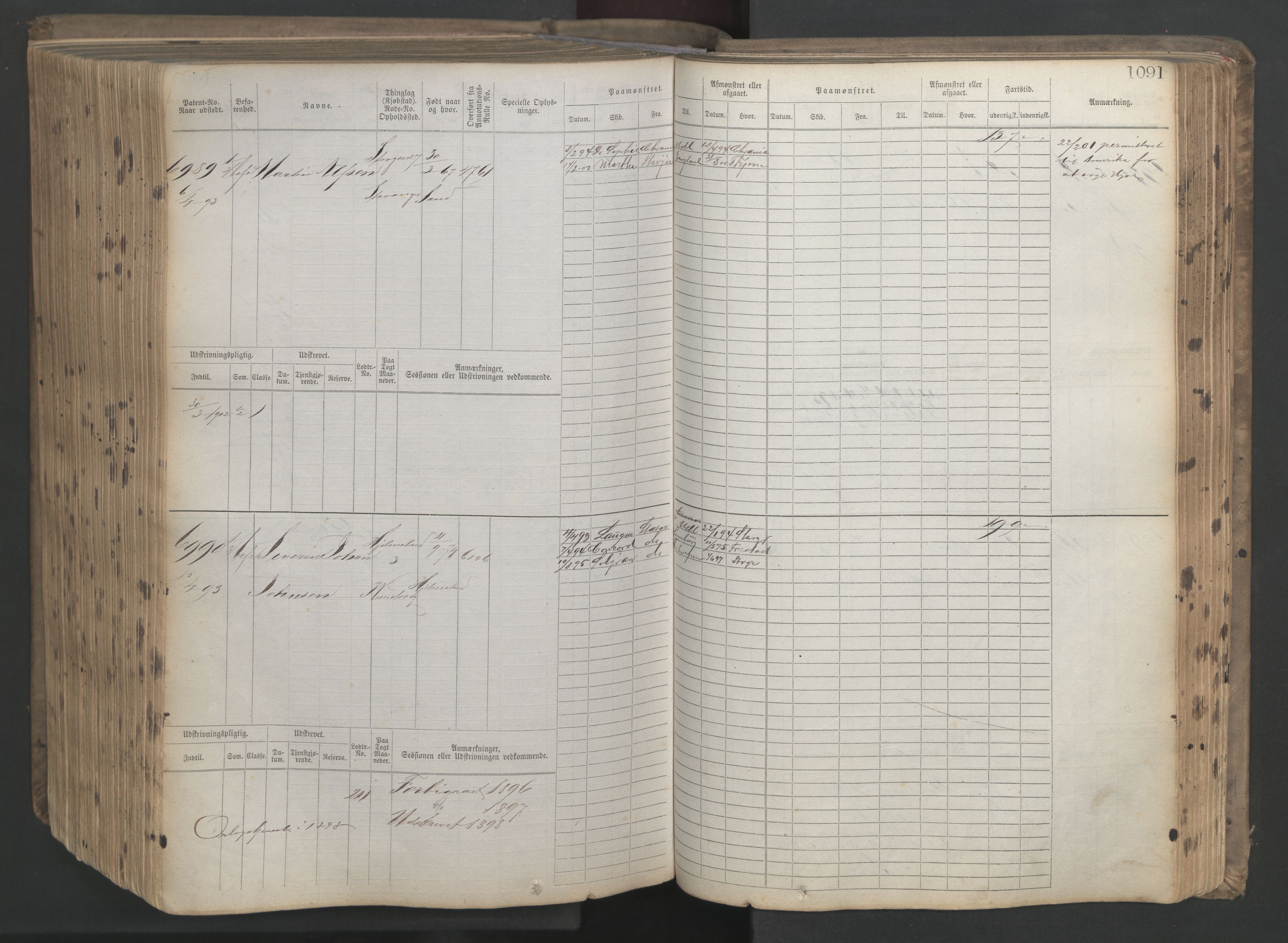 Stavanger sjømannskontor, AV/SAST-A-102006/F/Fb/Fbb/L0021: Sjøfartshovedrulle patnentnr. 6005-7204 (dublett), 1887, p. 497