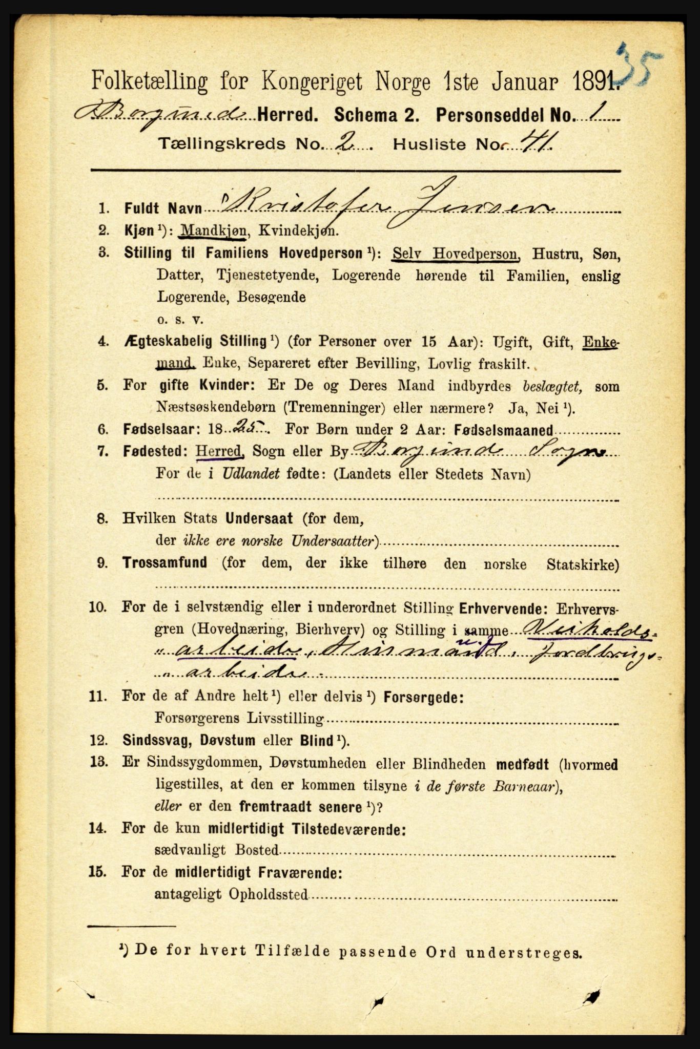 RA, 1891 census for 1423 Borgund, 1891, p. 521