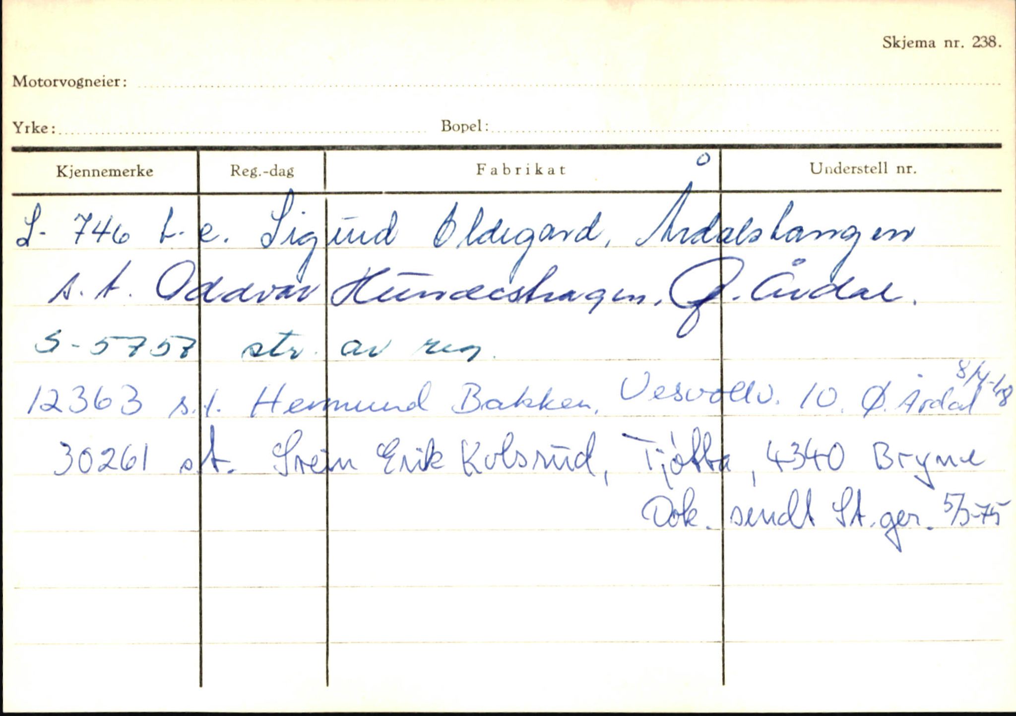 Statens vegvesen, Sogn og Fjordane vegkontor, AV/SAB-A-5301/4/F/L0145: Registerkort Vågsøy S-Å. Årdal I-P, 1945-1975, p. 1206