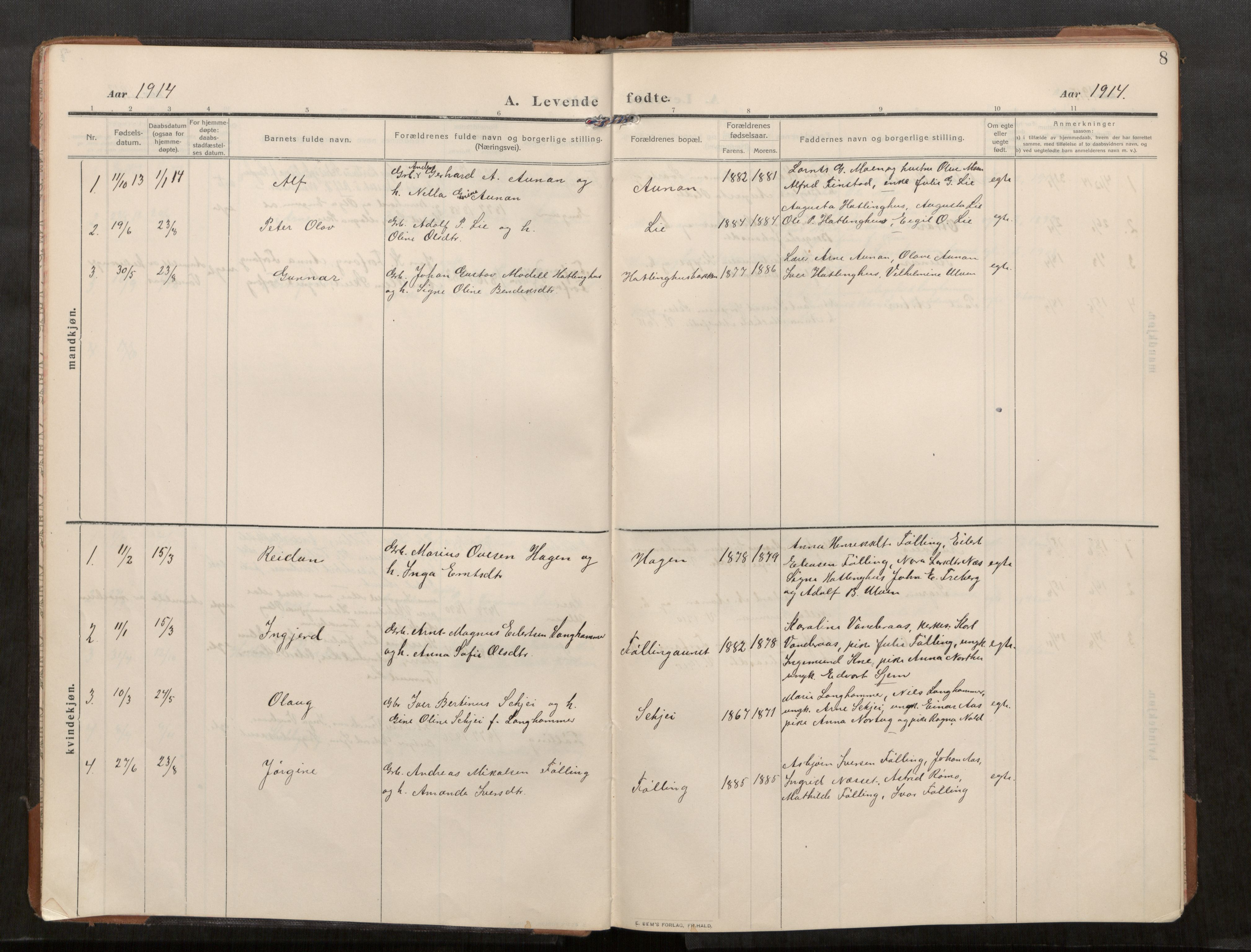Stod sokneprestkontor, SAT/A-1164/1/I/I1/I1a/L0003: Parish register (official) no. 3, 1909-1934, p. 8