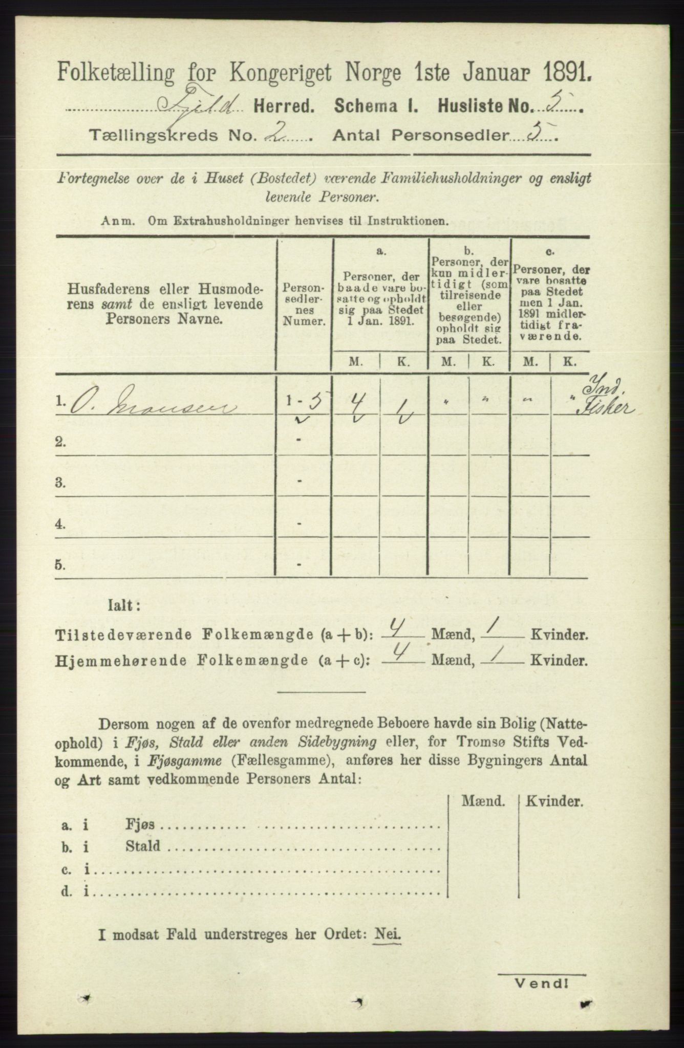 RA, 1891 census for 1246 Fjell, 1891, p. 625