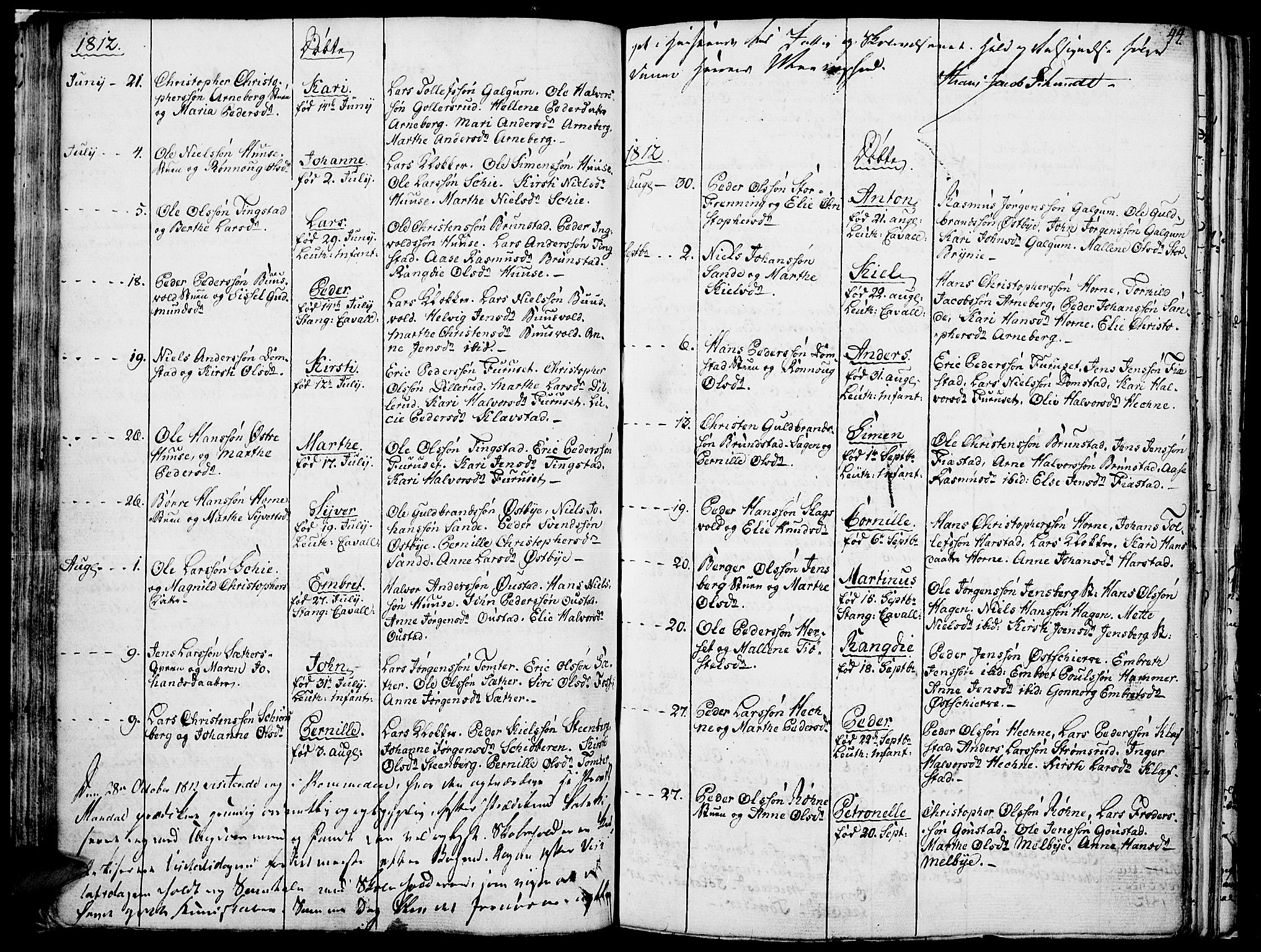 Romedal prestekontor, AV/SAH-PREST-004/K/L0001: Parish register (official) no. 1, 1799-1814, p. 44