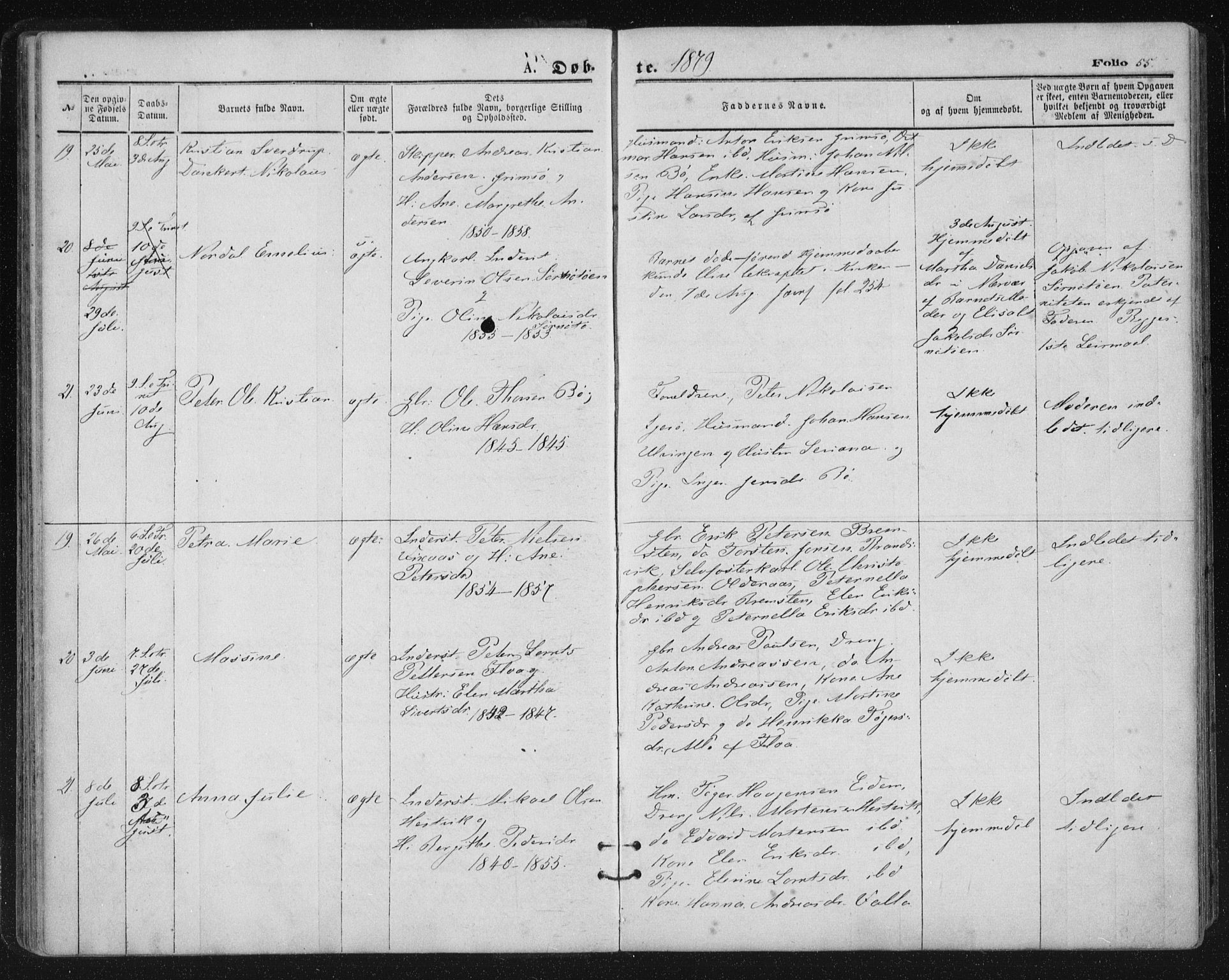 Ministerialprotokoller, klokkerbøker og fødselsregistre - Nordland, SAT/A-1459/816/L0241: Parish register (official) no. 816A07, 1870-1885, p. 55