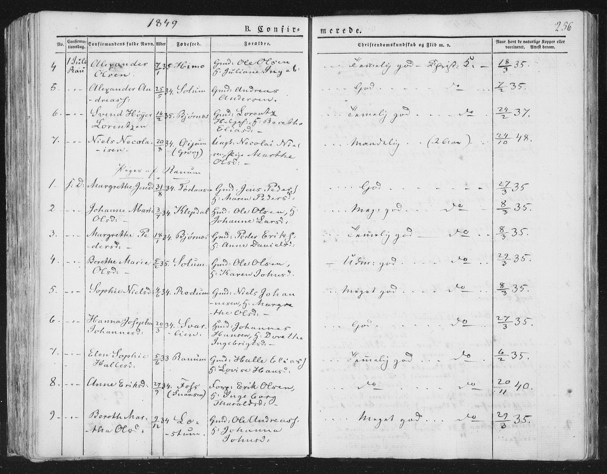 Ministerialprotokoller, klokkerbøker og fødselsregistre - Nord-Trøndelag, AV/SAT-A-1458/764/L0551: Parish register (official) no. 764A07a, 1824-1864, p. 256