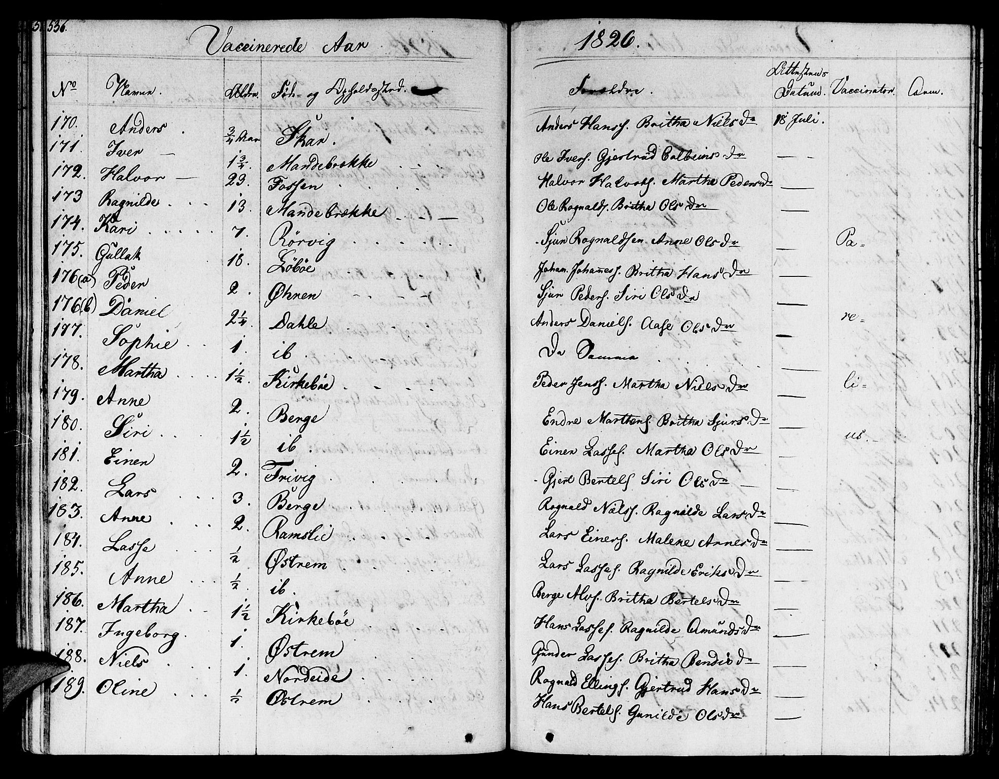 Lavik sokneprestembete, AV/SAB-A-80901: Parish register (official) no. A 2II, 1821-1842, p. 536