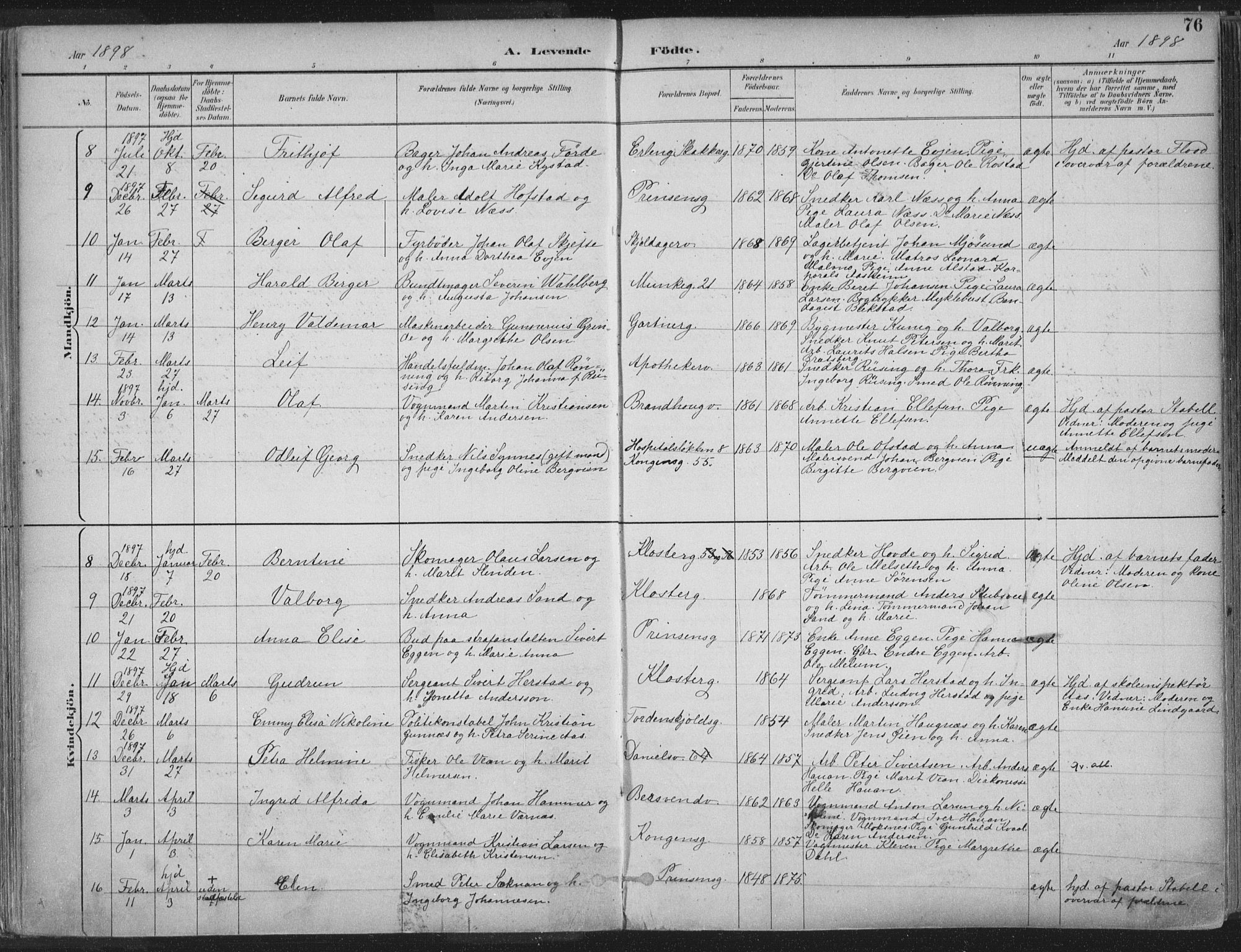 Ministerialprotokoller, klokkerbøker og fødselsregistre - Sør-Trøndelag, AV/SAT-A-1456/601/L0062: Parish register (official) no. 601A30, 1891-1911, p. 76