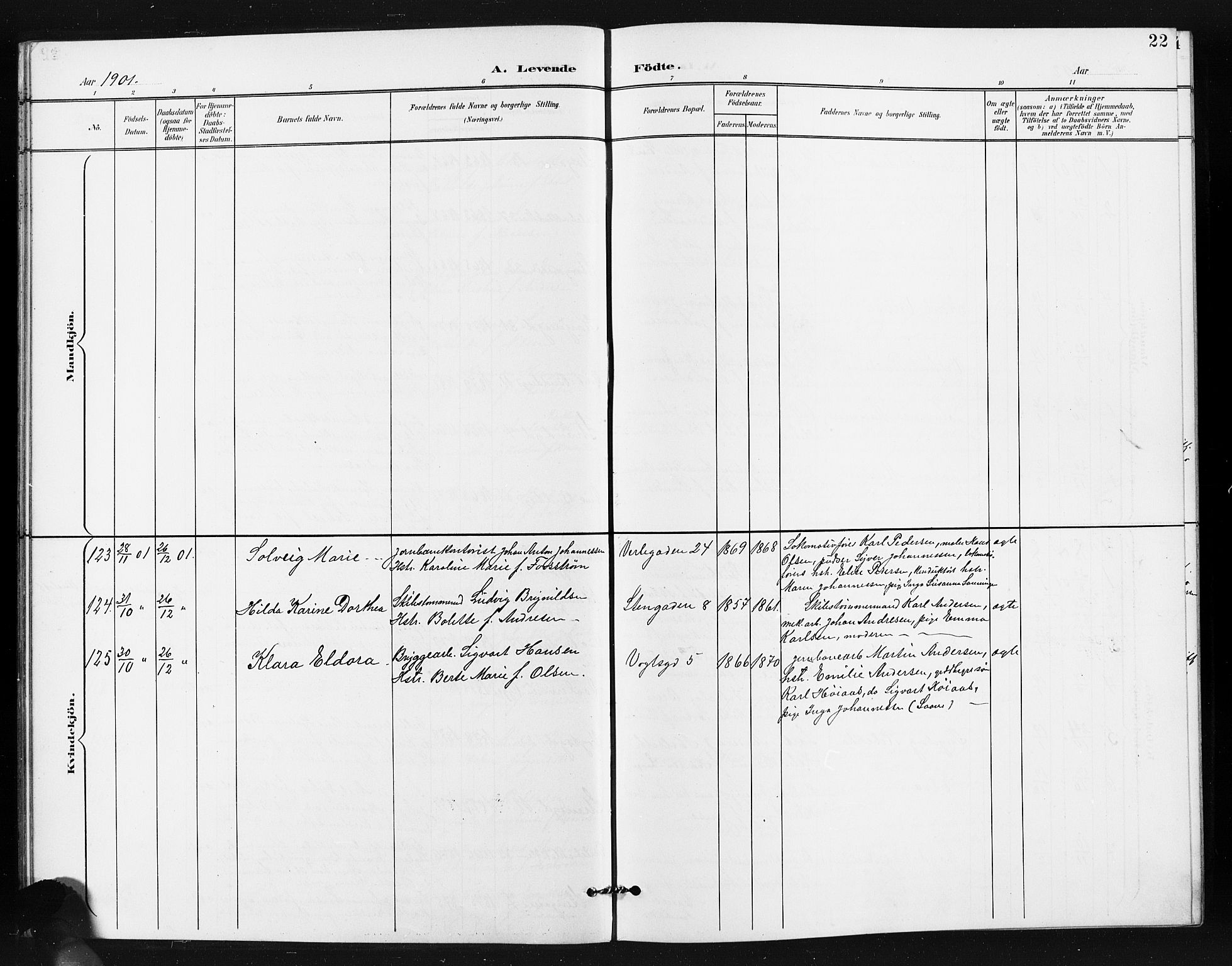 Moss prestekontor Kirkebøker, SAO/A-2003/G/Ga/L0007: Parish register (copy) no. I 7, 1901-1912, p. 22