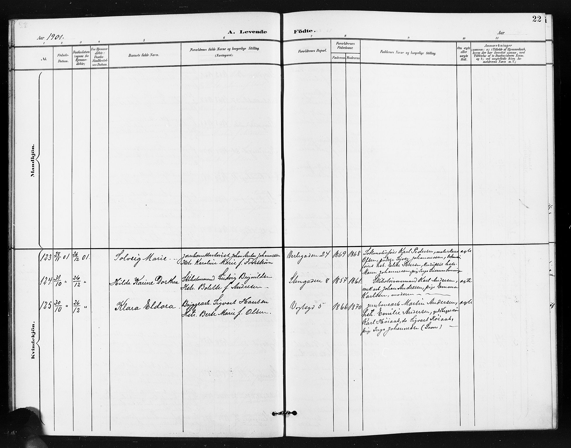 Moss prestekontor Kirkebøker, AV/SAO-A-2003/G/Ga/L0007: Parish register (copy) no. I 7, 1901-1912, p. 22