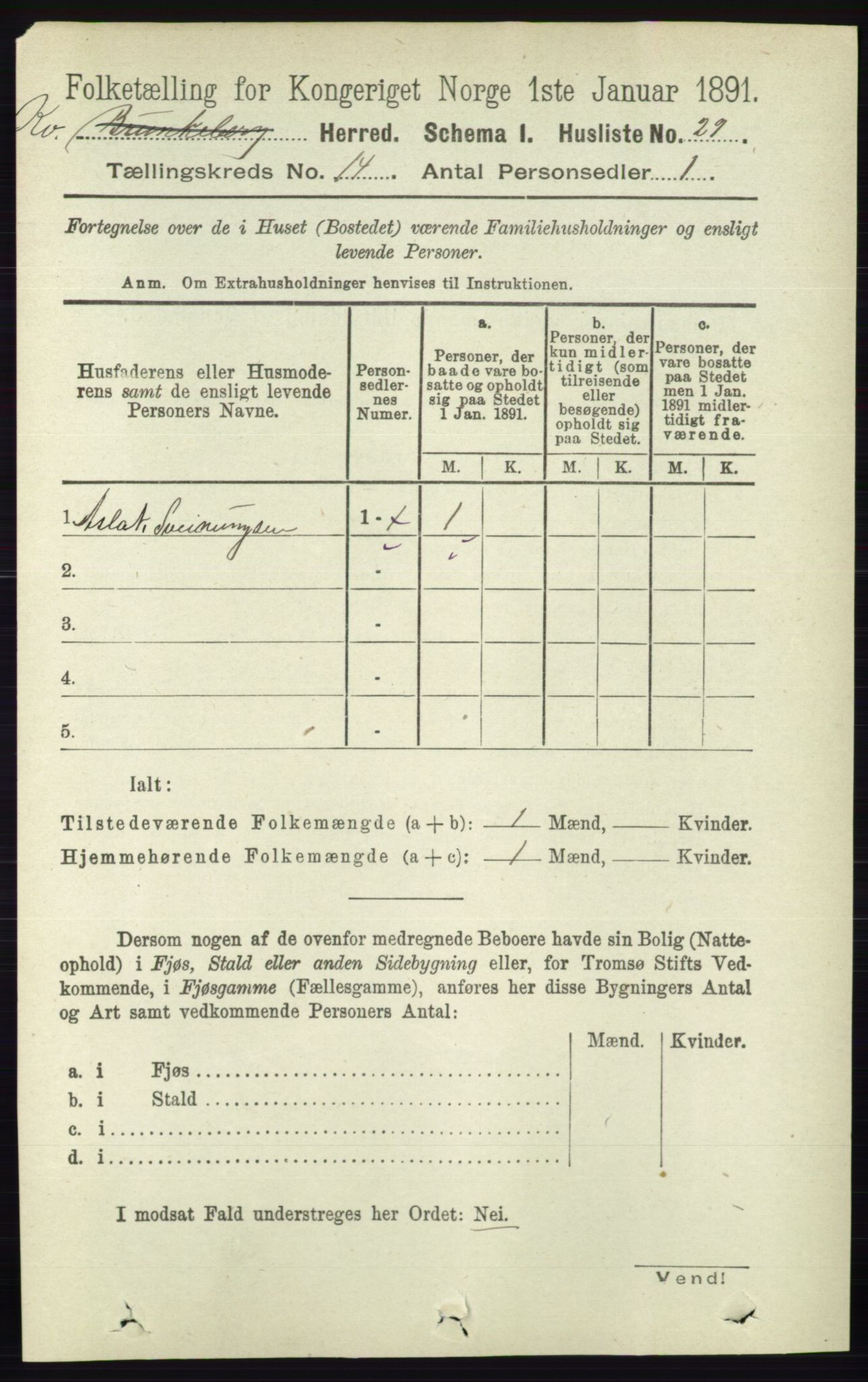 RA, 1891 census for 0829 Kviteseid, 1891, p. 3344