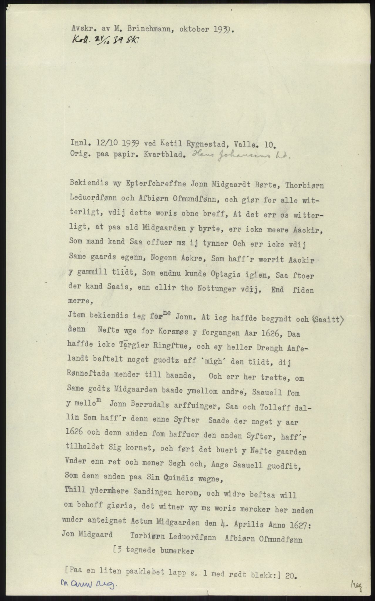 Samlinger til kildeutgivelse, Diplomavskriftsamlingen, RA/EA-4053/H/Ha, p. 1692