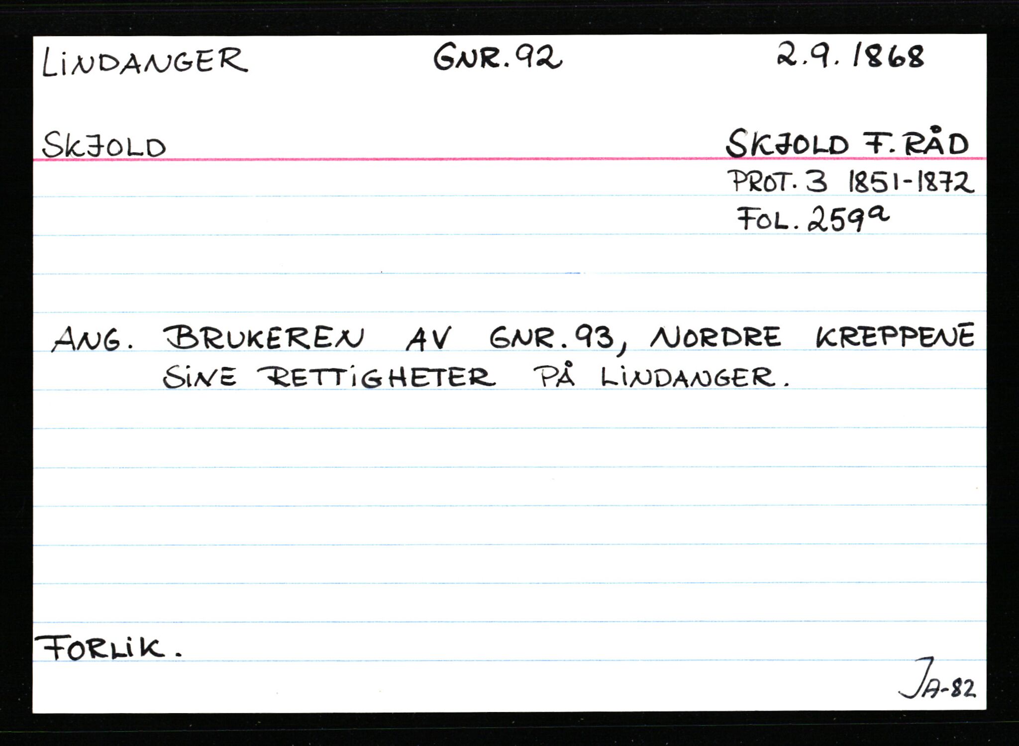 Statsarkivet i Stavanger, AV/SAST-A-101971/03/Y/Ym/L0035: Åstedskort sortert etter gårdsnavn: Leiranger - Lindanger, 1600-1950, p. 709