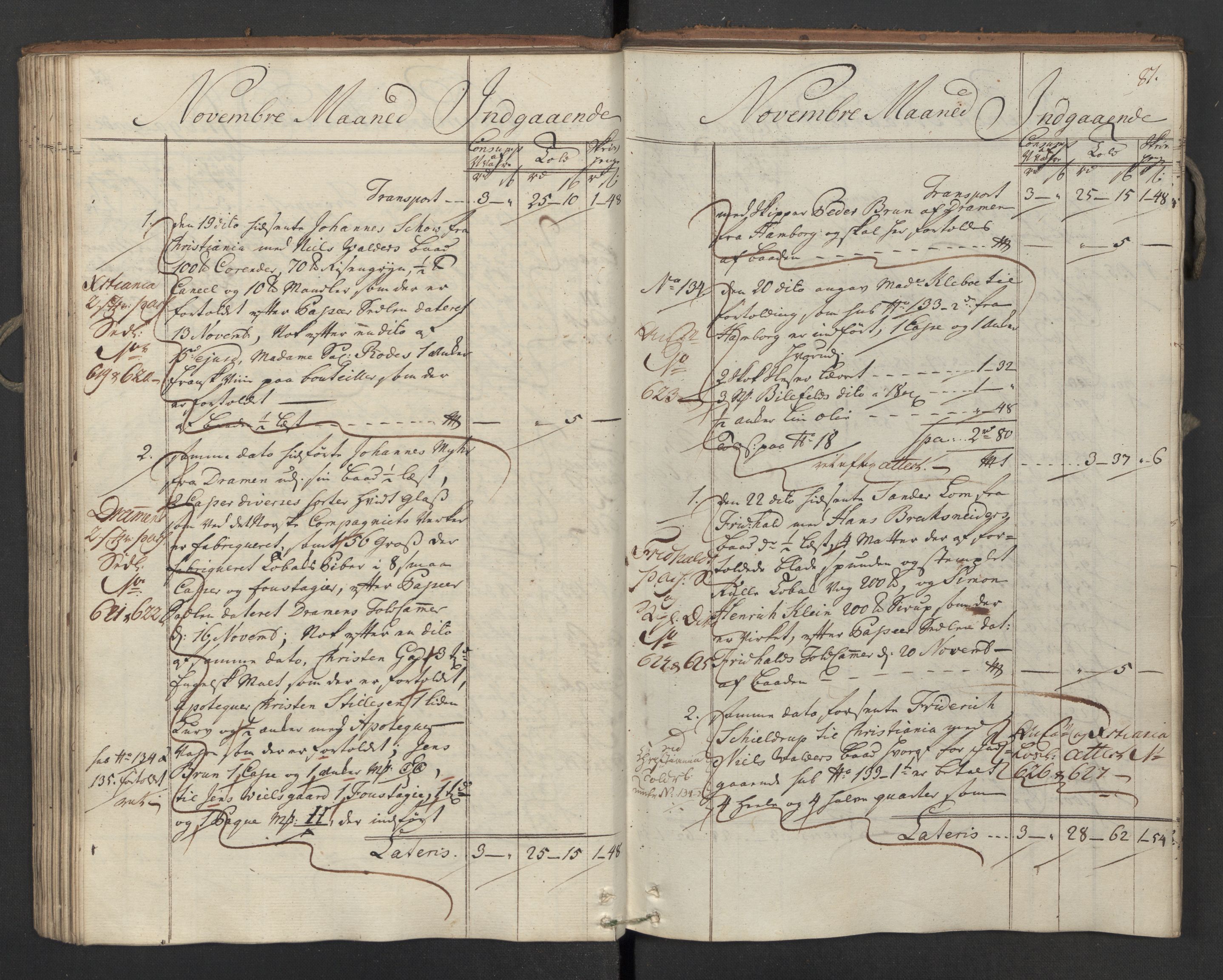 Generaltollkammeret, tollregnskaper, AV/RA-EA-5490/R02/L0034/0001: Tollregnskaper Fredrikstad / Inngående hovedtollbok, 1762, p. 80b-81a