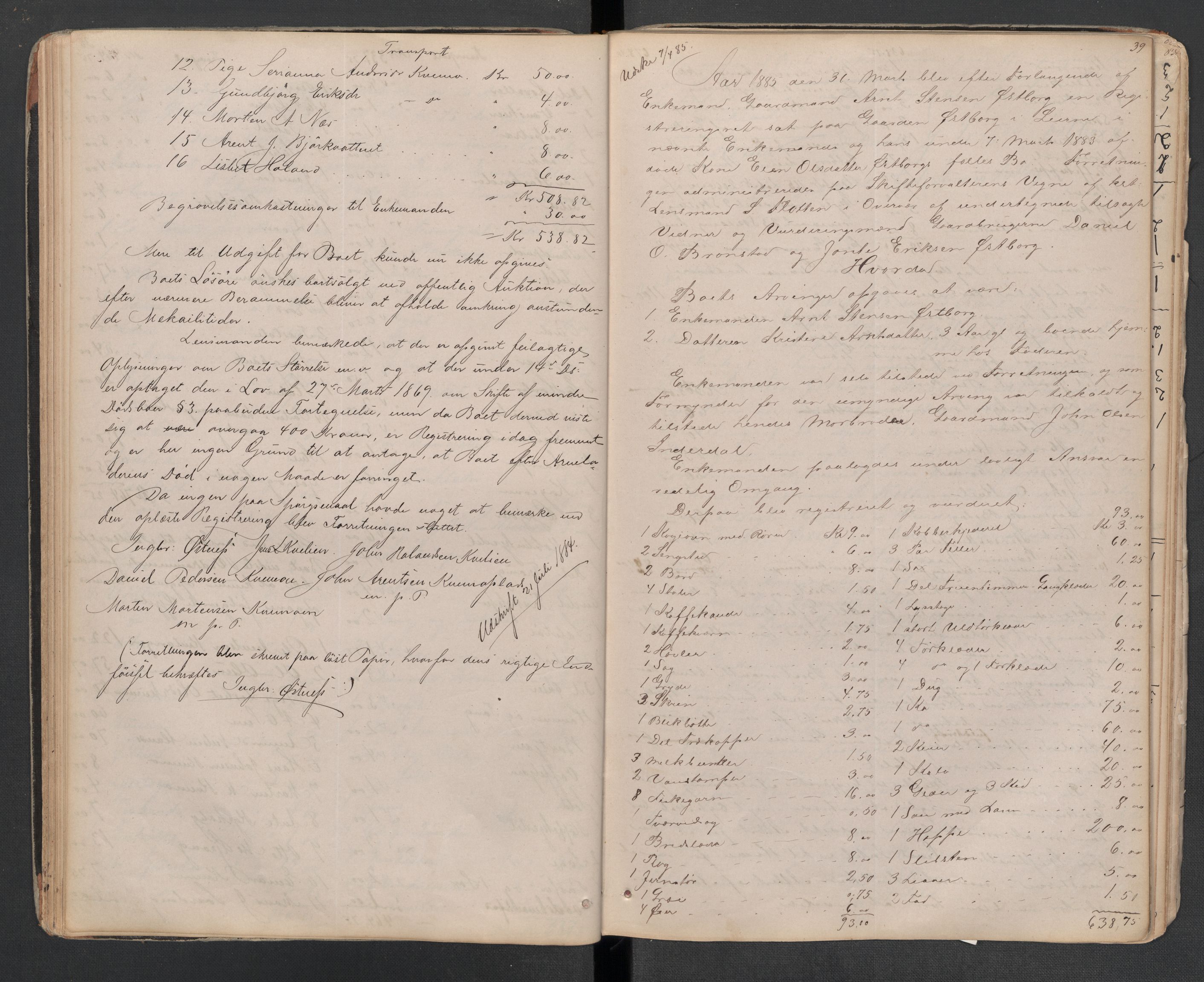Lierne lensmannskontor - 1. avlevering, AV/SAT-A-1030/02/L0014: Dødsfalls-/ registreringsprotokoll, 1872-1905, p. 39