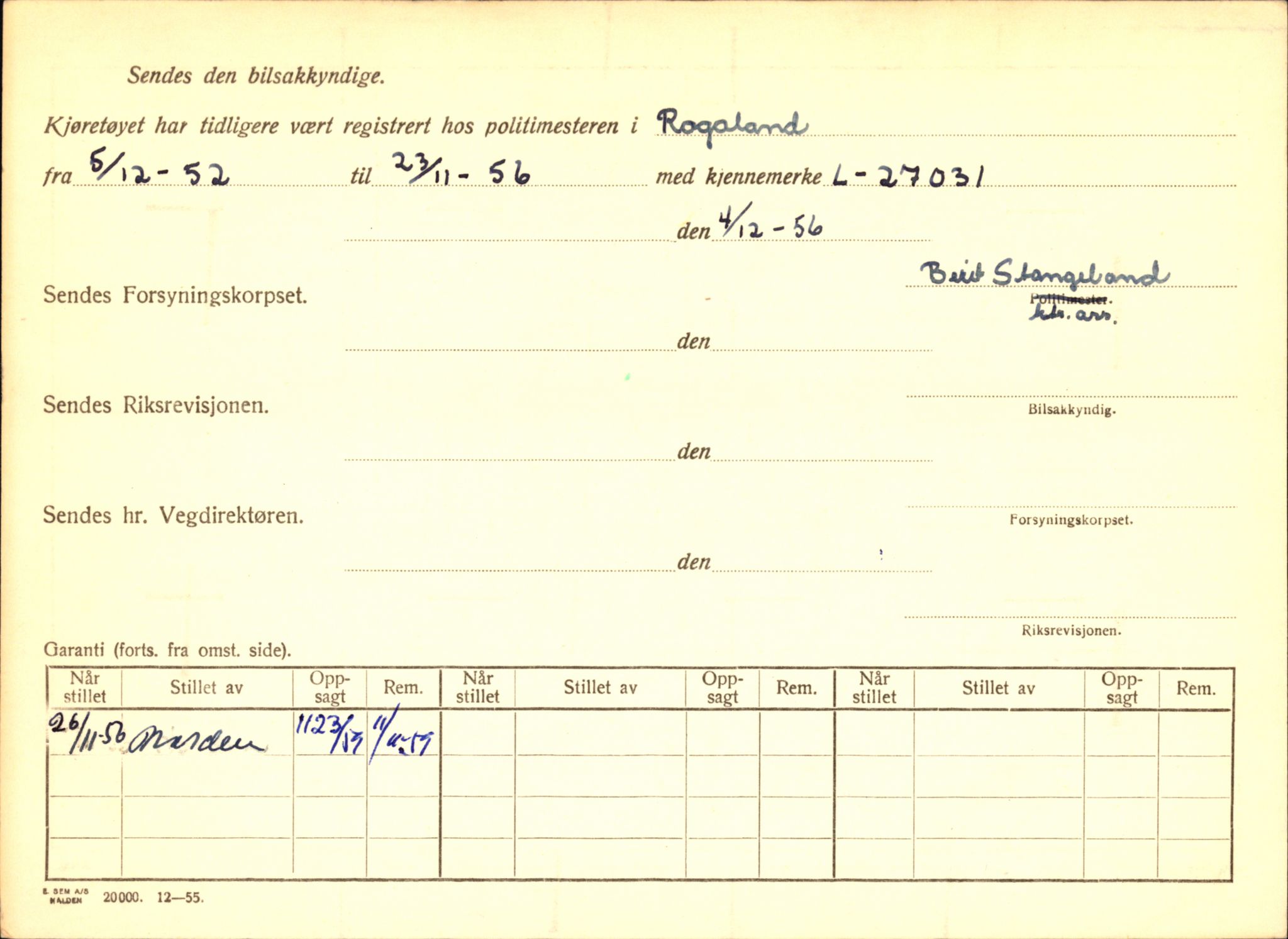 Stavanger trafikkstasjon, SAST/A-101942/0/F/L0004: L-1000 - L-1349, 1930-1971, p. 592