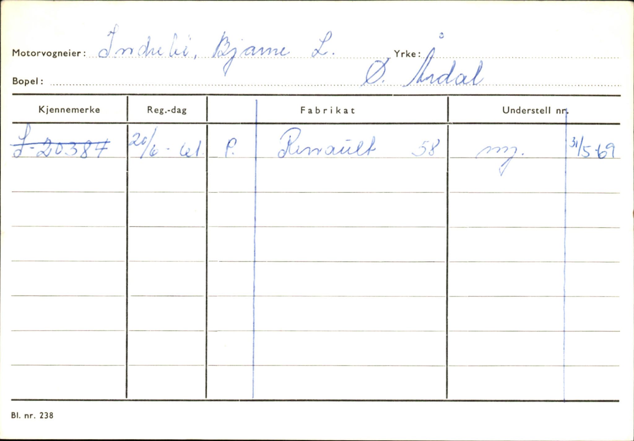 Statens vegvesen, Sogn og Fjordane vegkontor, AV/SAB-A-5301/4/F/L0145: Registerkort Vågsøy S-Å. Årdal I-P, 1945-1975, p. 864