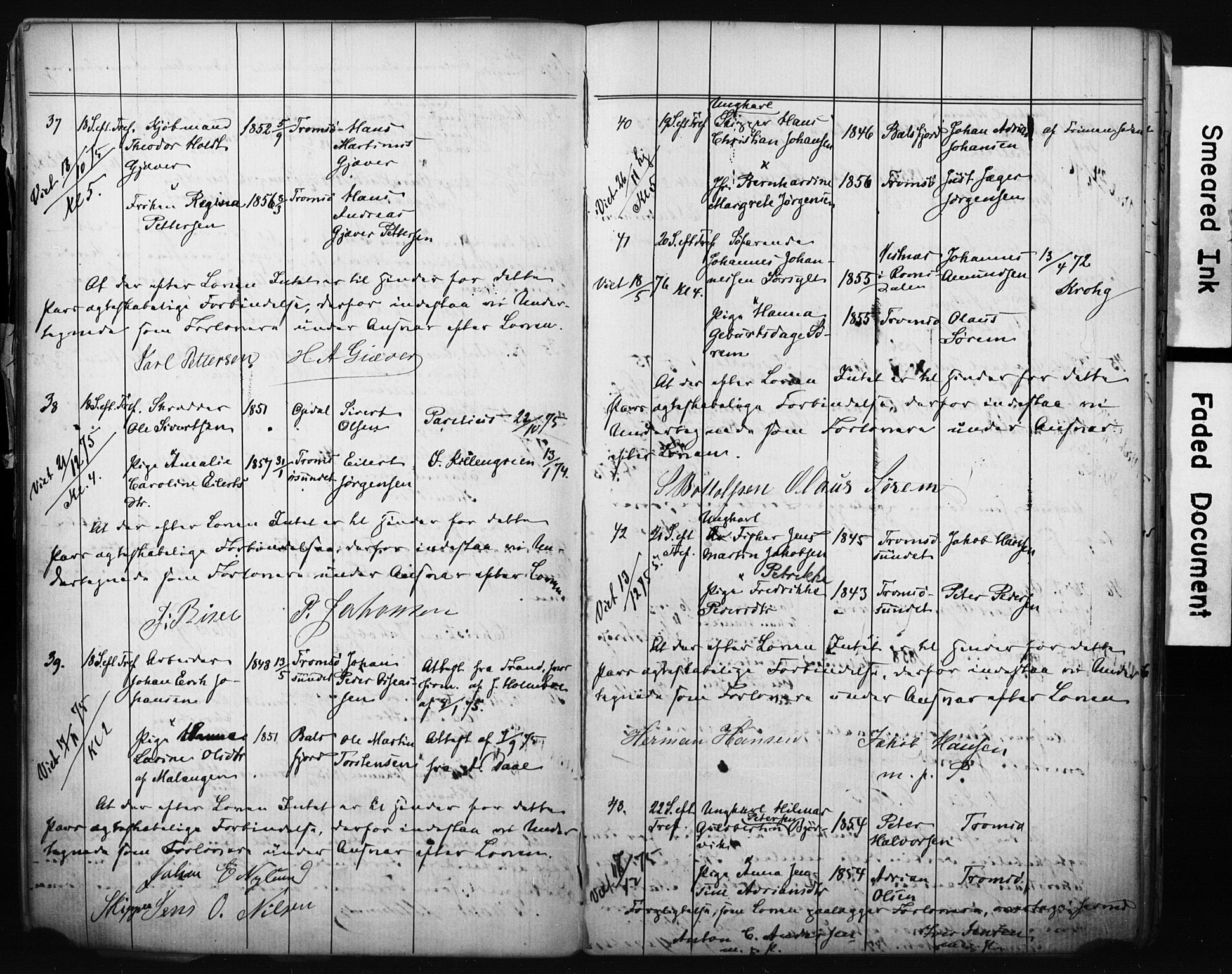 Tromsø sokneprestkontor/stiftsprosti/domprosti, AV/SATØ-S-1343/H/Hc/L0098: Banns register no. 98, 1872-1883