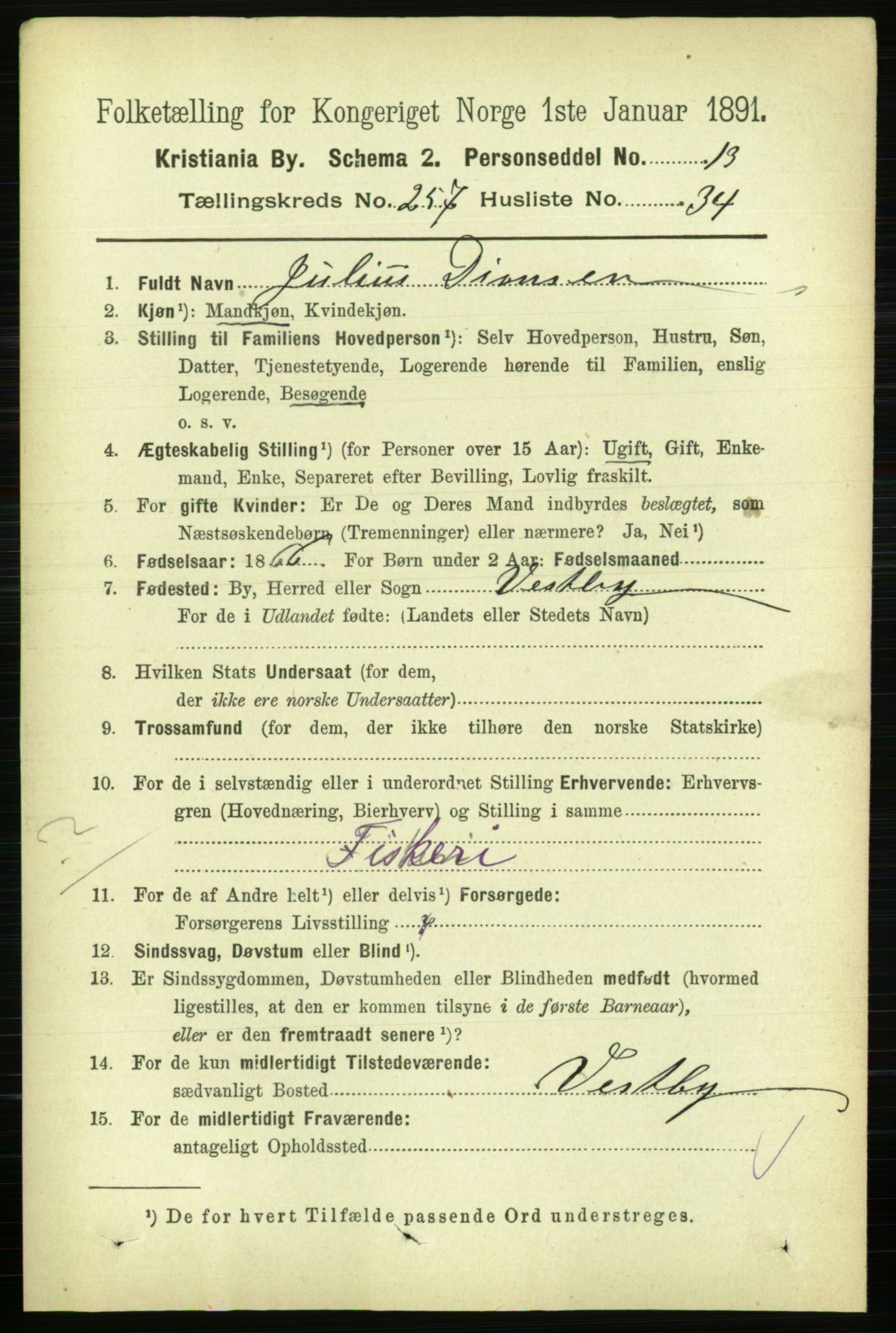 RA, 1891 census for 0301 Kristiania, 1891, p. 157051