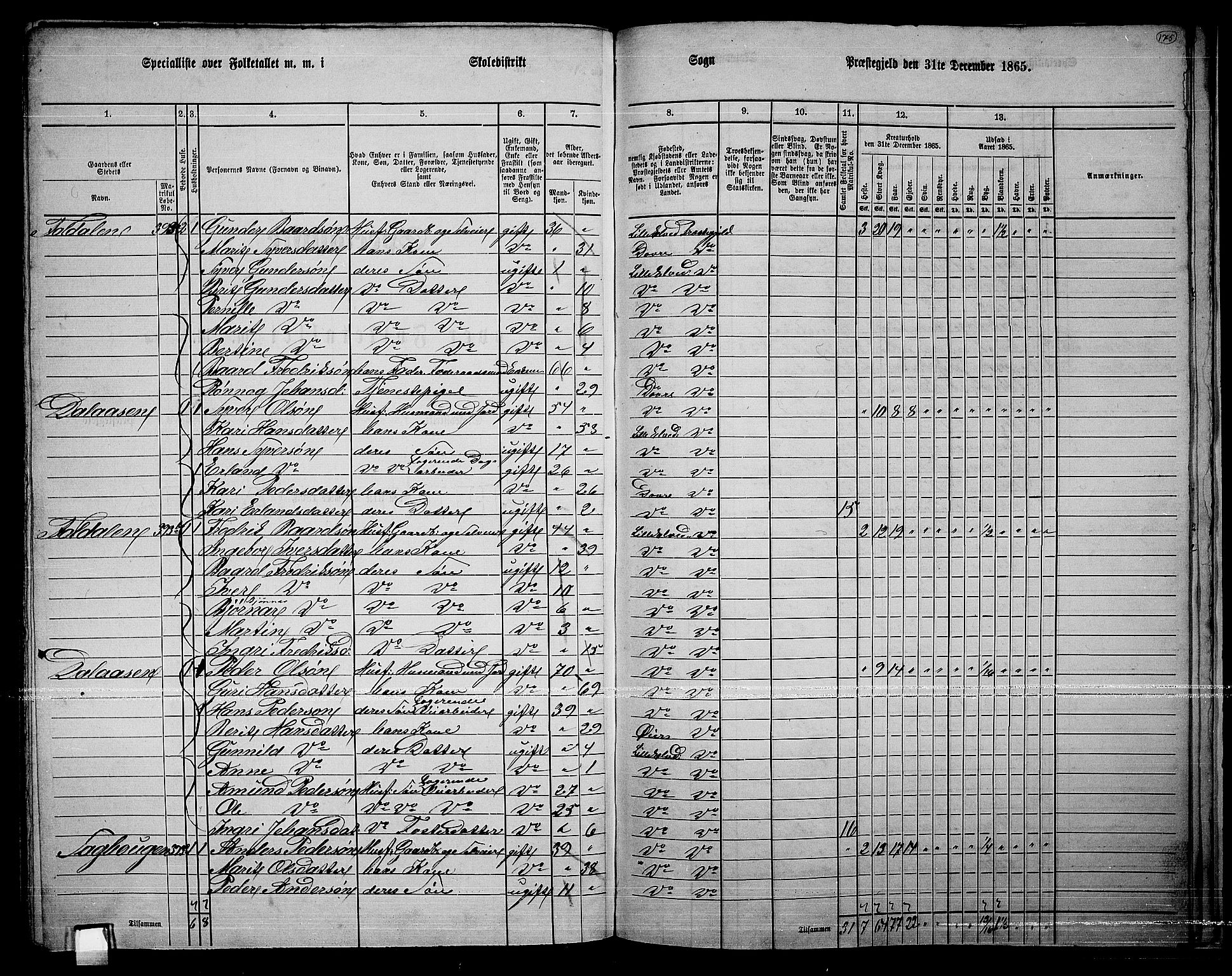 RA, 1865 census for Lille Elvedalen, 1865, p. 145