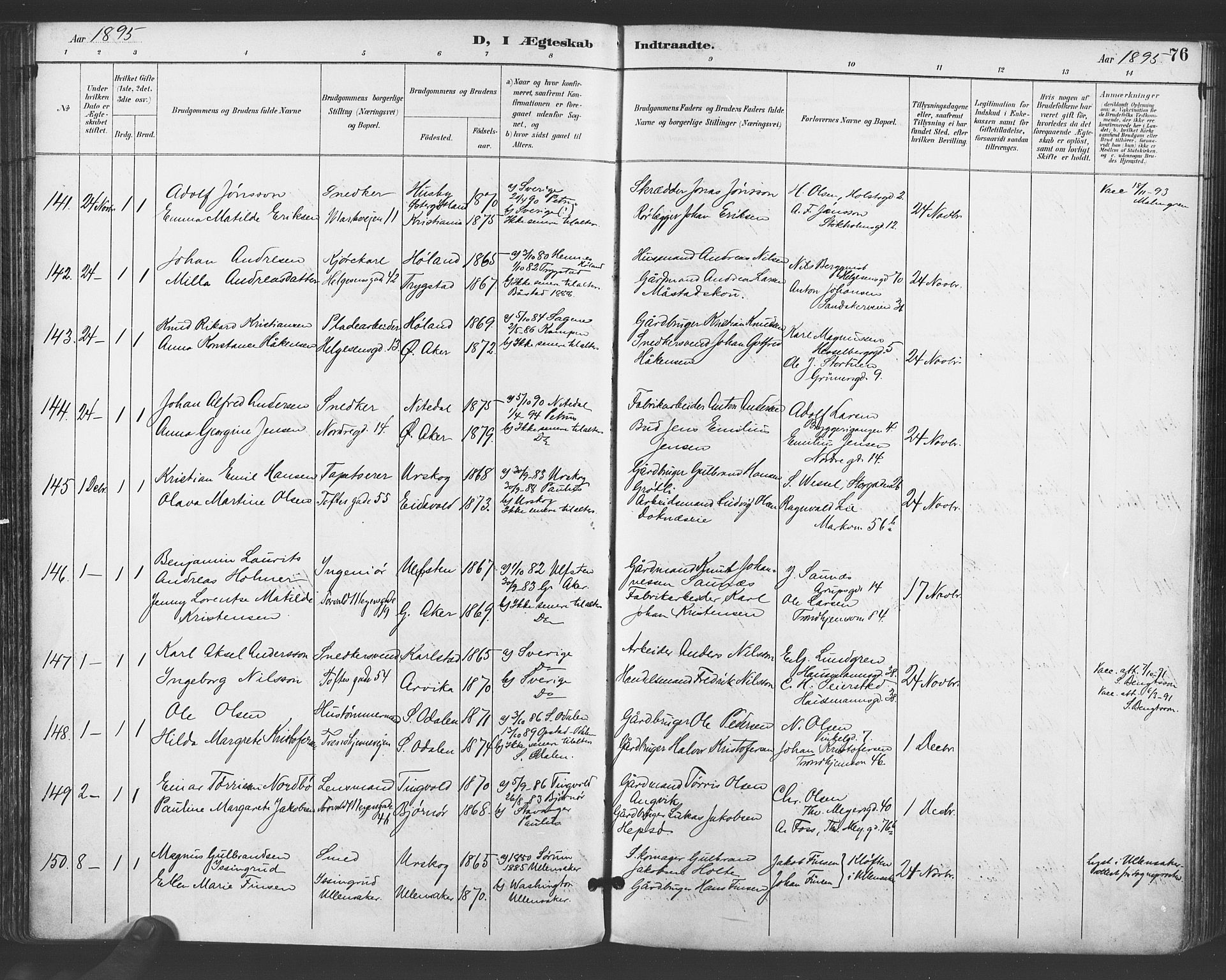 Paulus prestekontor Kirkebøker, AV/SAO-A-10871/F/Fa/L0009: Parish register (official) no. 9, 1891-1901, p. 76