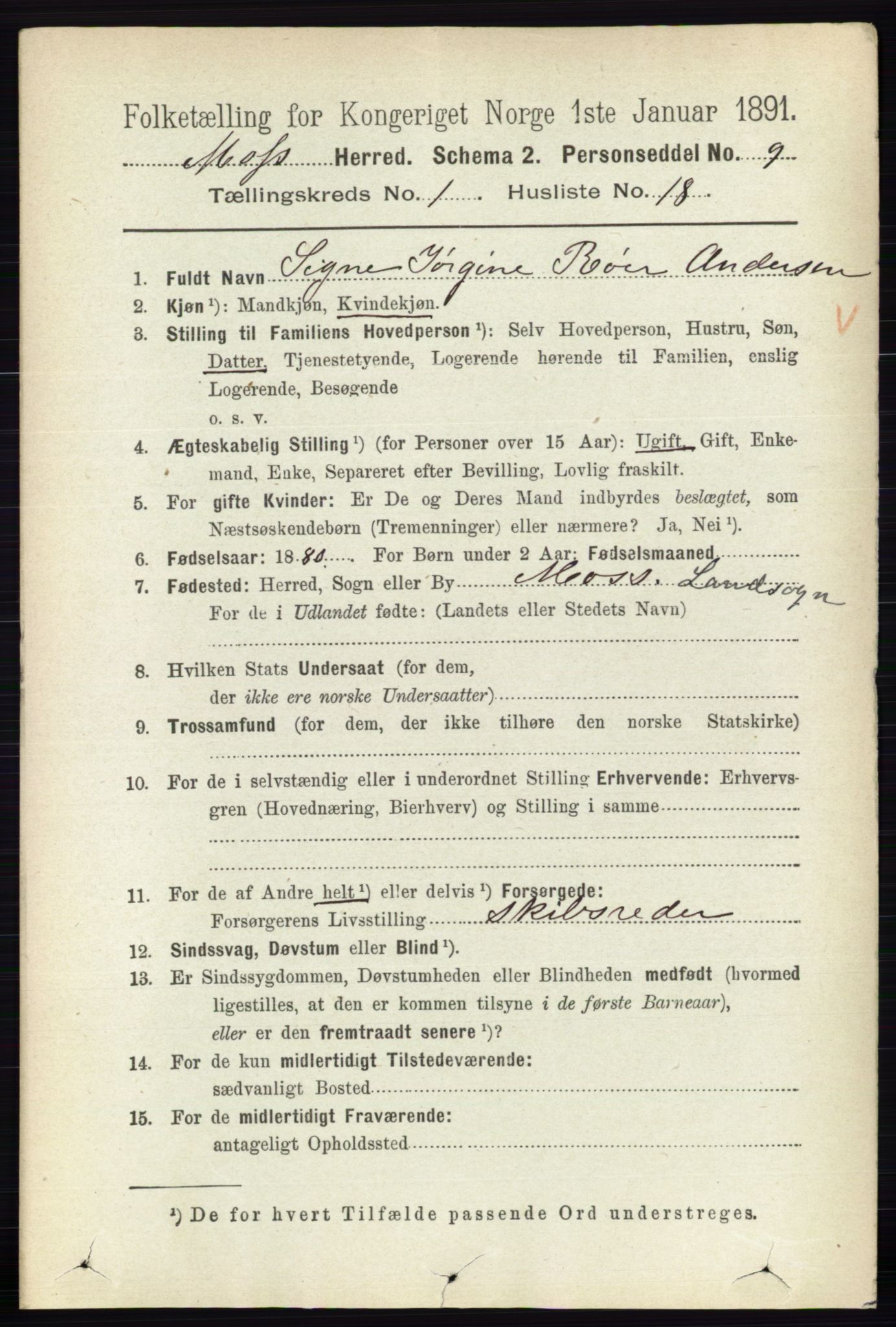 RA, 1891 Census for 0194 Moss, 1891, p. 370