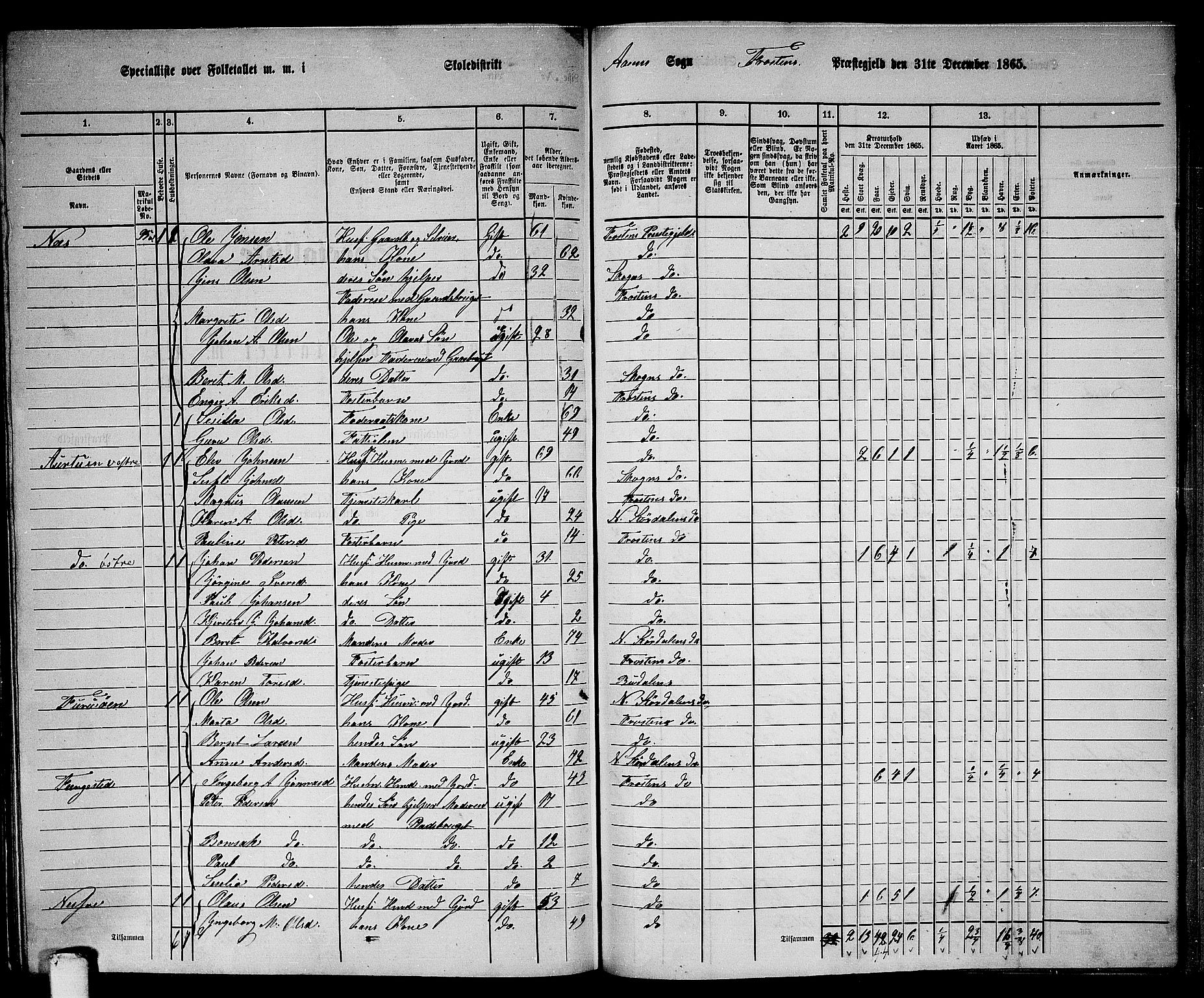 RA, 1865 census for Frosta, 1865, p. 192