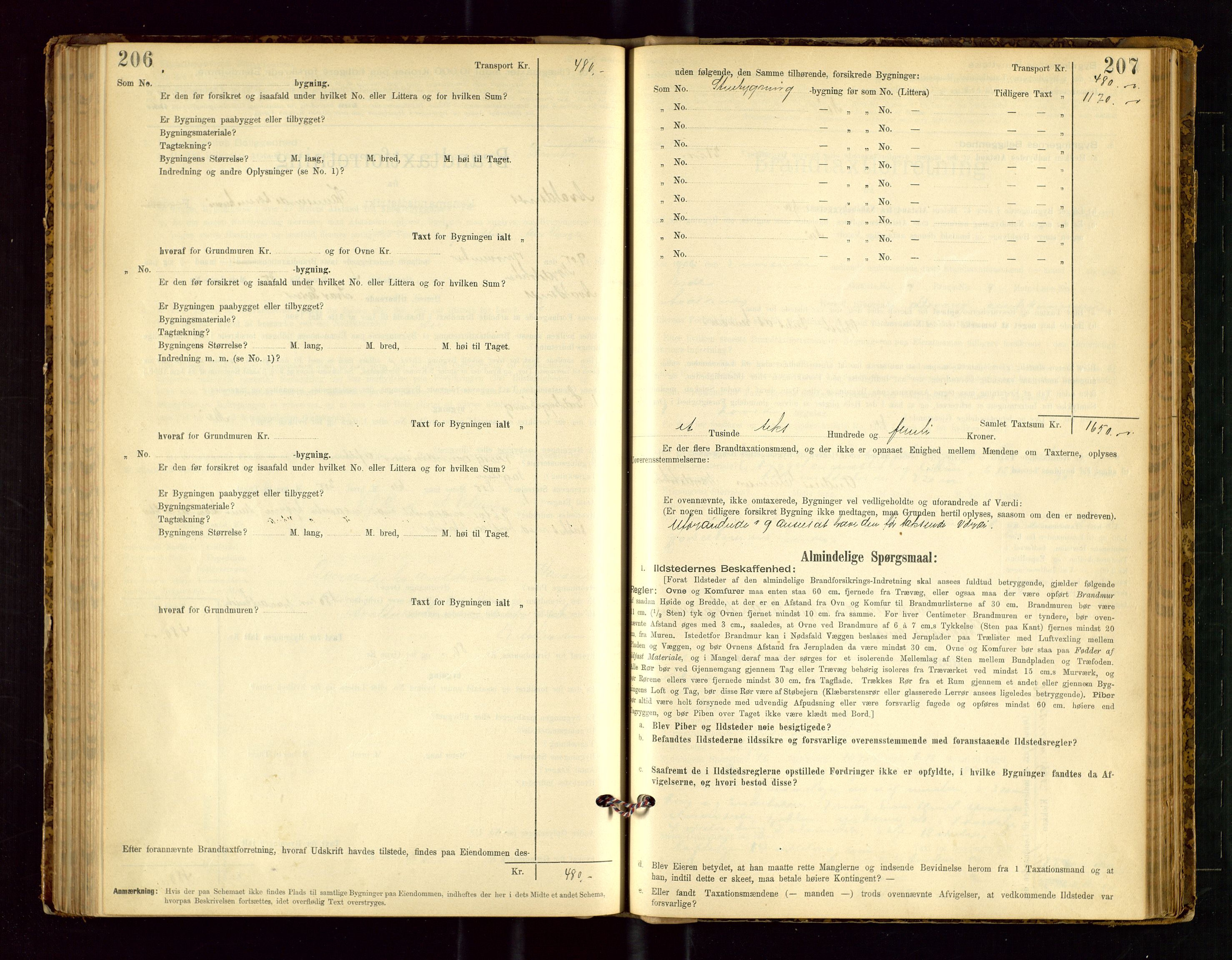 Avaldsnes lensmannskontor, SAST/A-100286/Gob/L0001: "Brandtaxationsprotokol for Avaldsnes Lensmandsdistrikt Ryfylke Fogderi", 1894-1925, p. 206-207