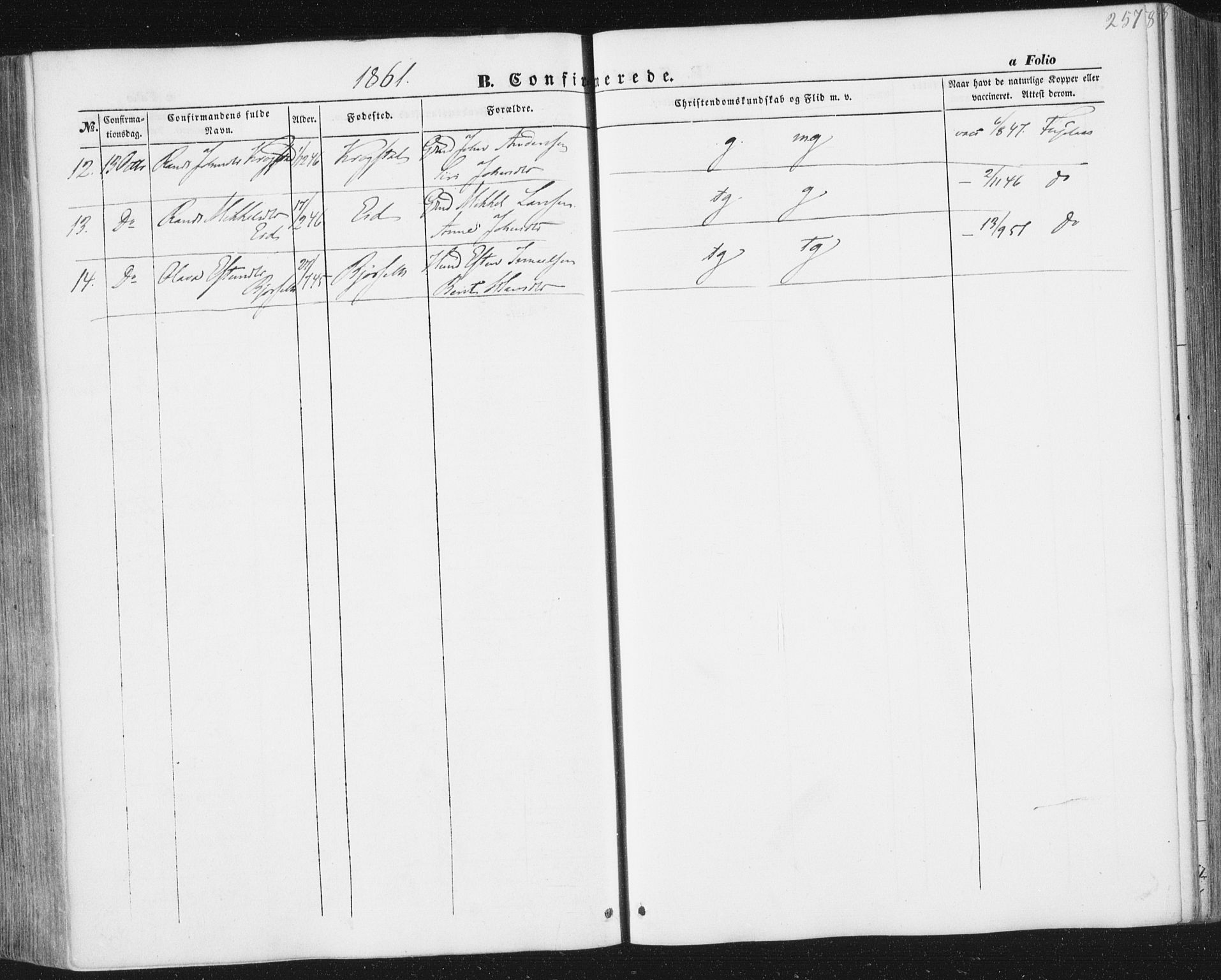 Ministerialprotokoller, klokkerbøker og fødselsregistre - Sør-Trøndelag, AV/SAT-A-1456/691/L1076: Parish register (official) no. 691A08, 1852-1861, p. 257