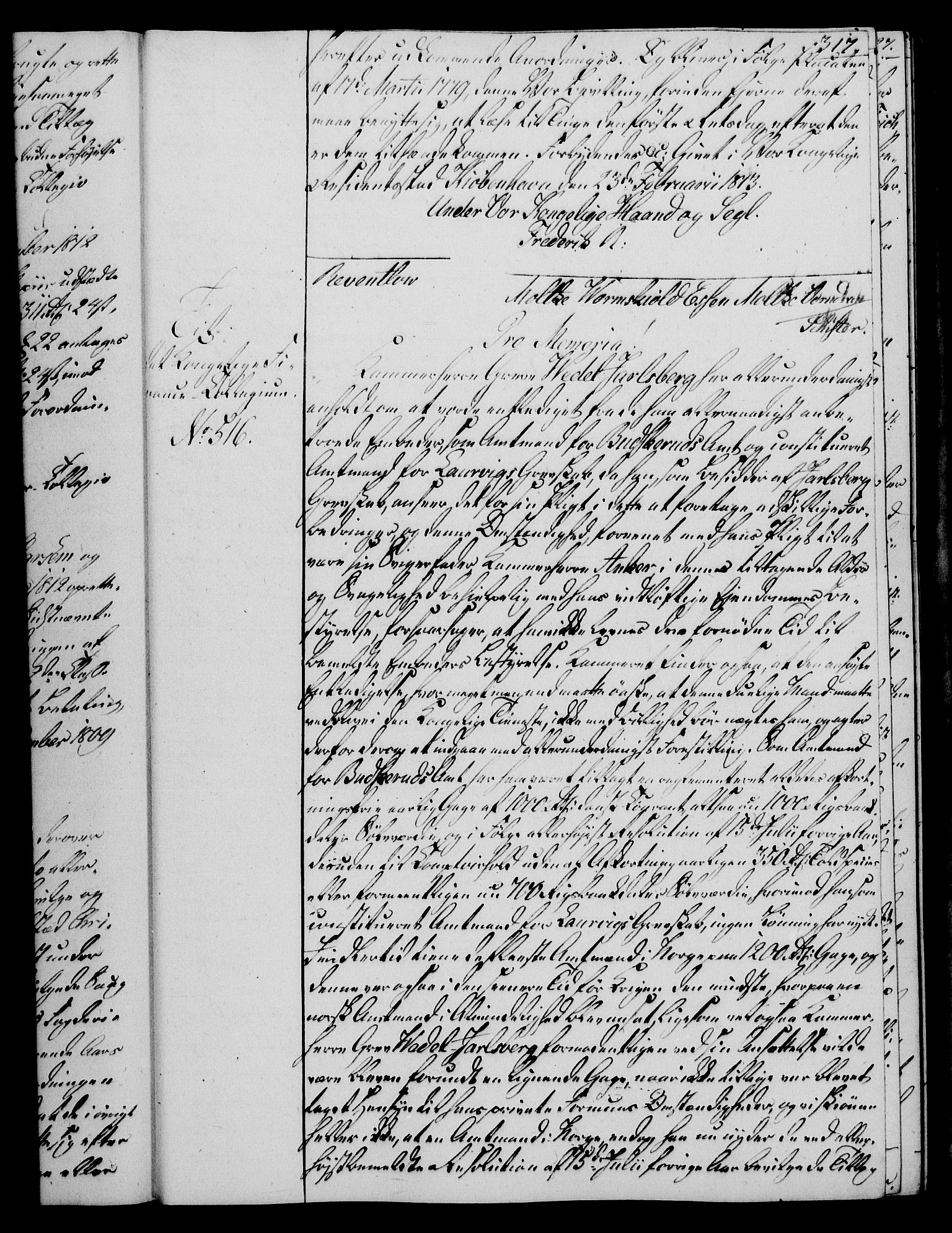 Rentekammeret, Kammerkanselliet, AV/RA-EA-3111/G/Gg/Gga/L0020: Norsk ekspedisjonsprotokoll med register (merket RK 53.20), 1811-1814, p. 317