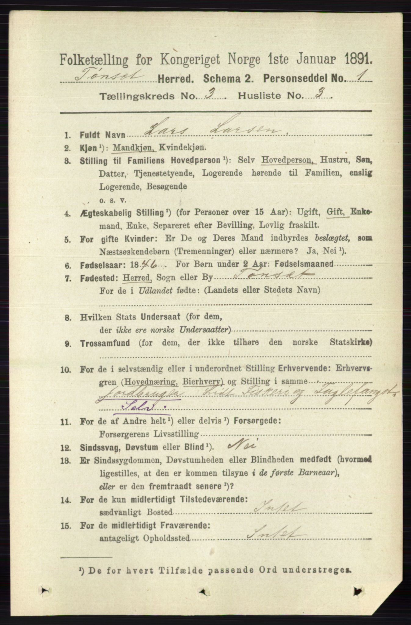 RA, 1891 census for 0437 Tynset, 1891, p. 593