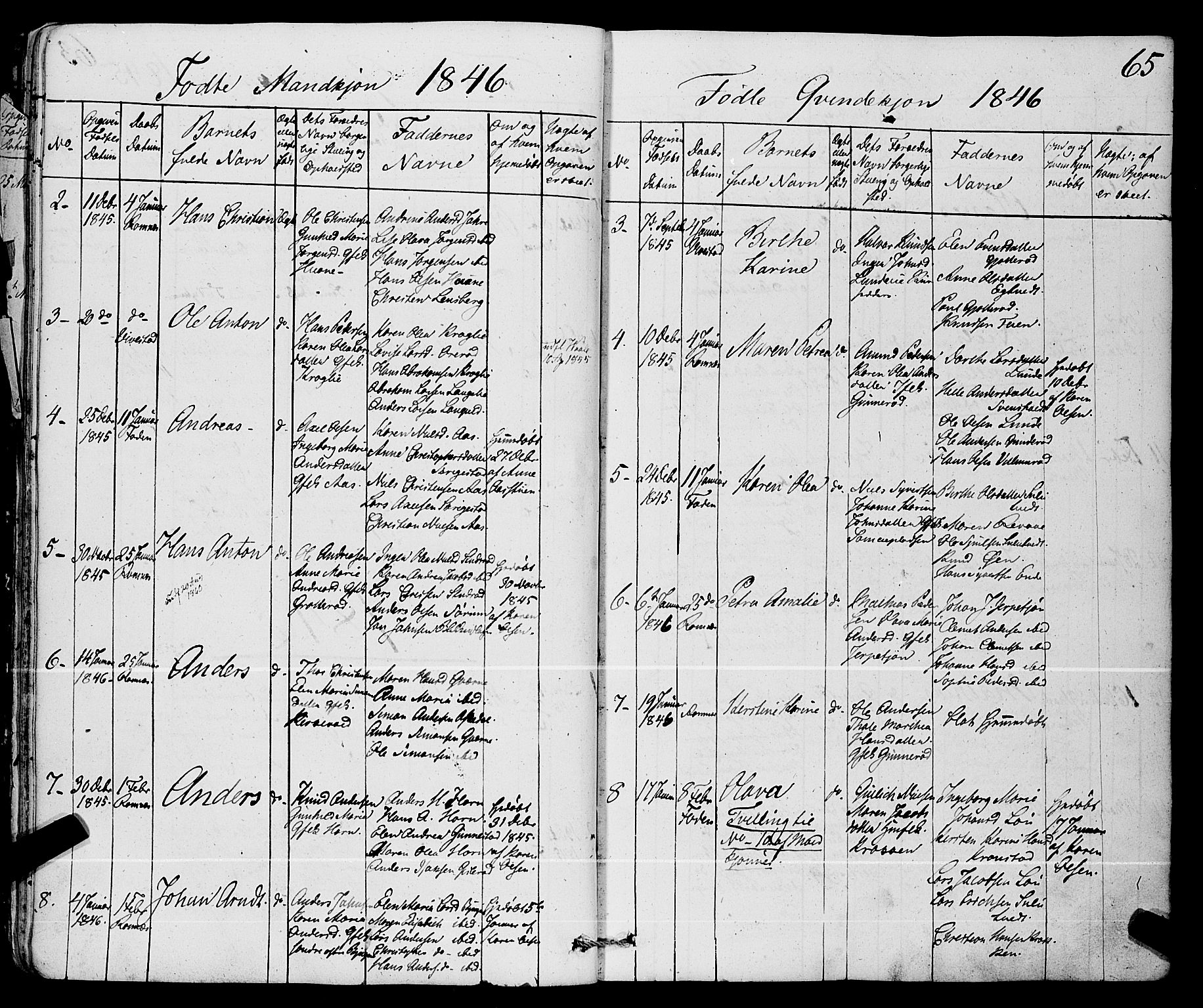 Ramnes kirkebøker, SAKO/A-314/F/Fa/L0005: Parish register (official) no. I 5, 1841-1861, p. 64-65