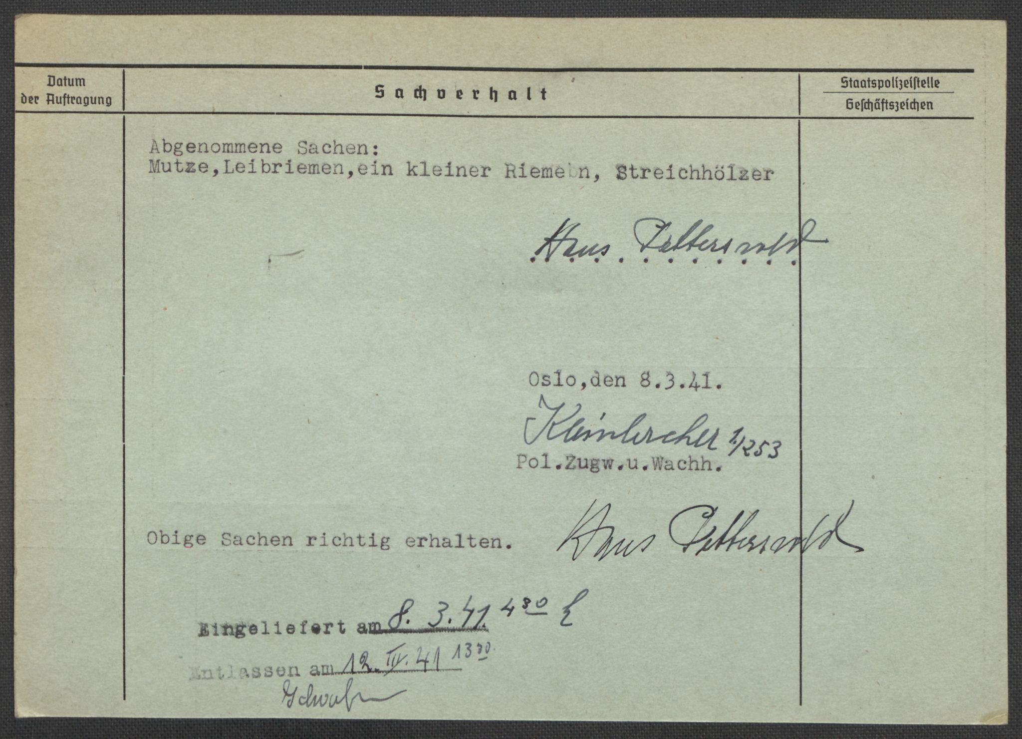 Befehlshaber der Sicherheitspolizei und des SD, AV/RA-RAFA-5969/E/Ea/Eaa/L0008: Register over norske fanger i Møllergata 19: Oelze-Ru, 1940-1945, p. 885