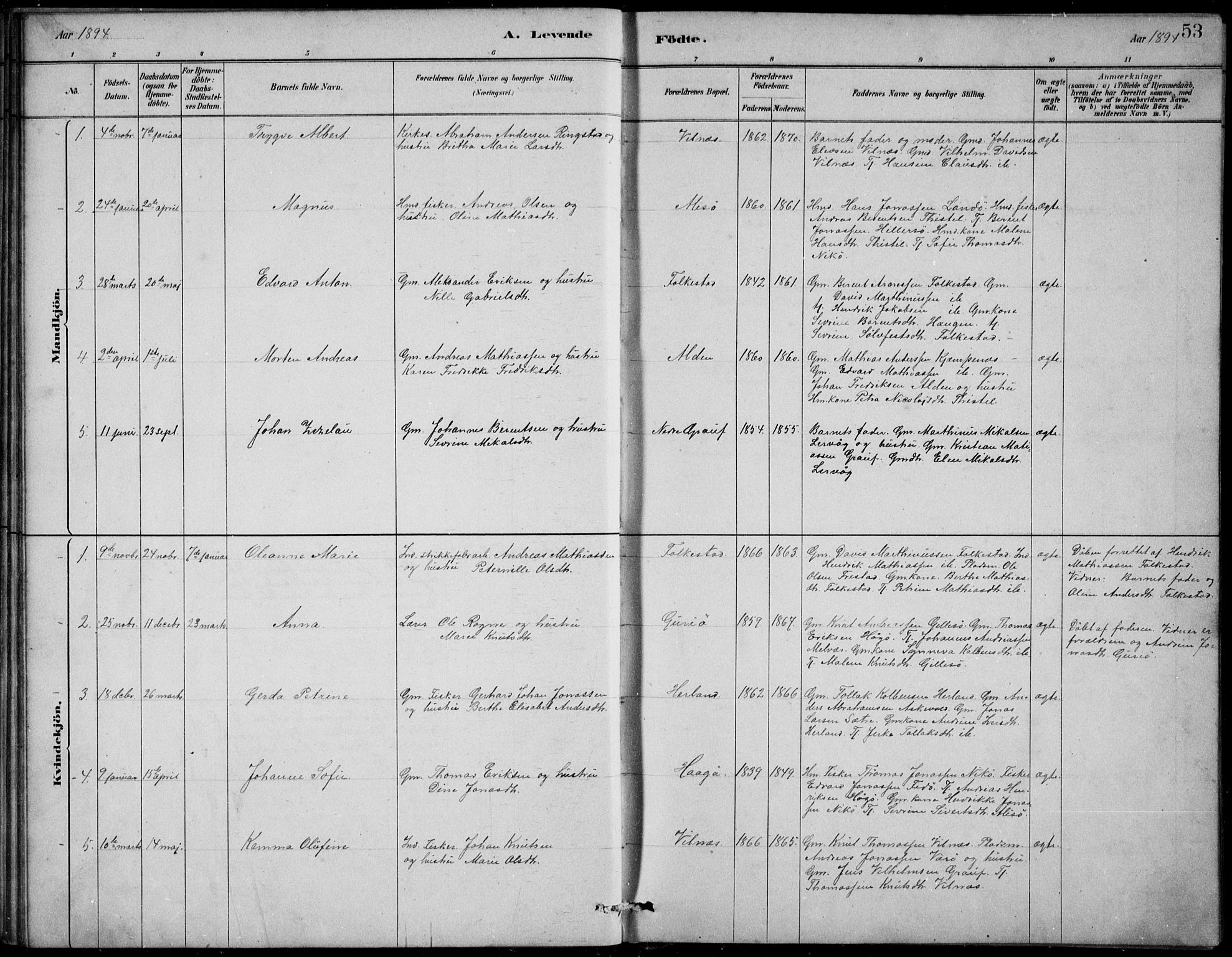 Askvoll sokneprestembete, SAB/A-79501/H/Hab/Habb/L0001: Parish register (copy) no. B 1, 1879-1909, p. 53