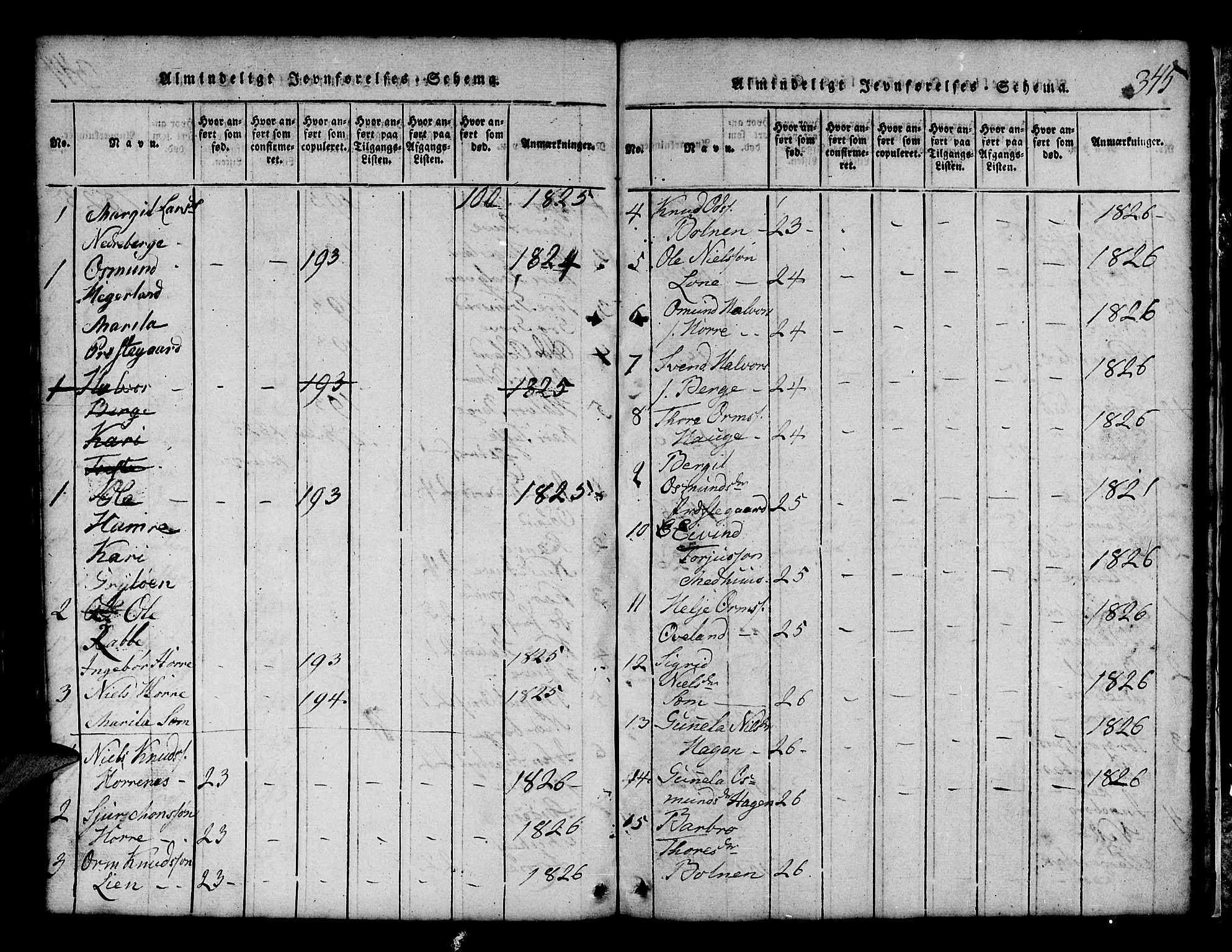 Røldal sokneprestembete, AV/SAB-A-100247: Parish register (copy) no. A 1, 1817-1860, p. 345