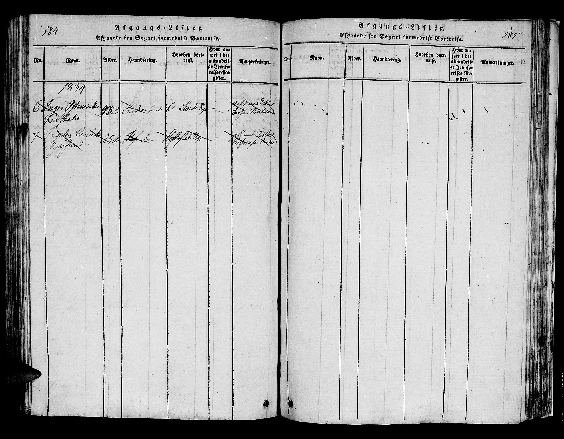 Bakke sokneprestkontor, SAK/1111-0002/F/Fa/Faa/L0003: Parish register (official) no. A 3, 1815-1835, p. 584-585